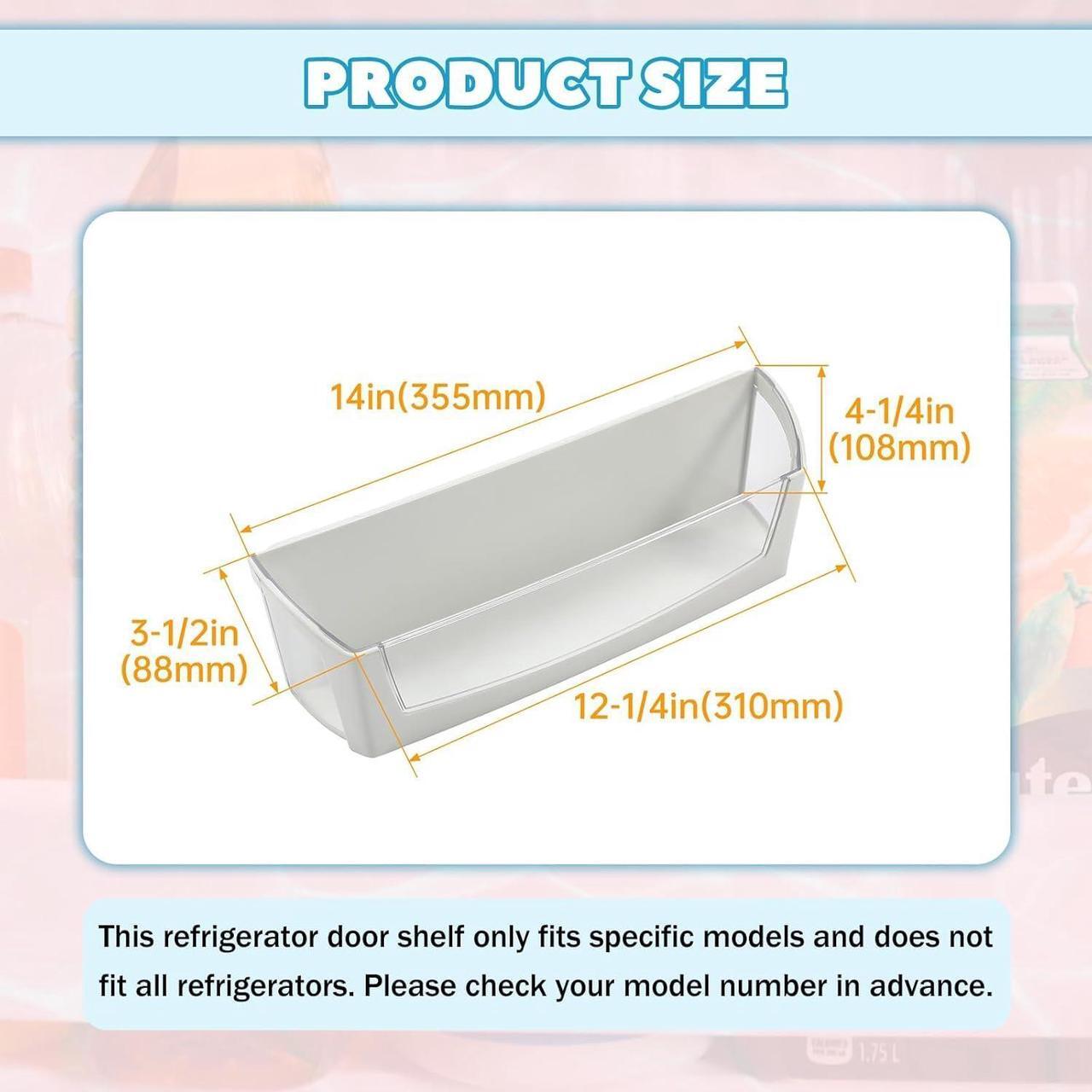 Alt view image 2 of 7 - Ecotric W10212139 WPW10212139 AP6017170 Replacement Refrigerator Door Shelf Bin Compatible with Whirlpool Refrigerator Replacement for PS11750465 1547748 AH2362947 EA2362947