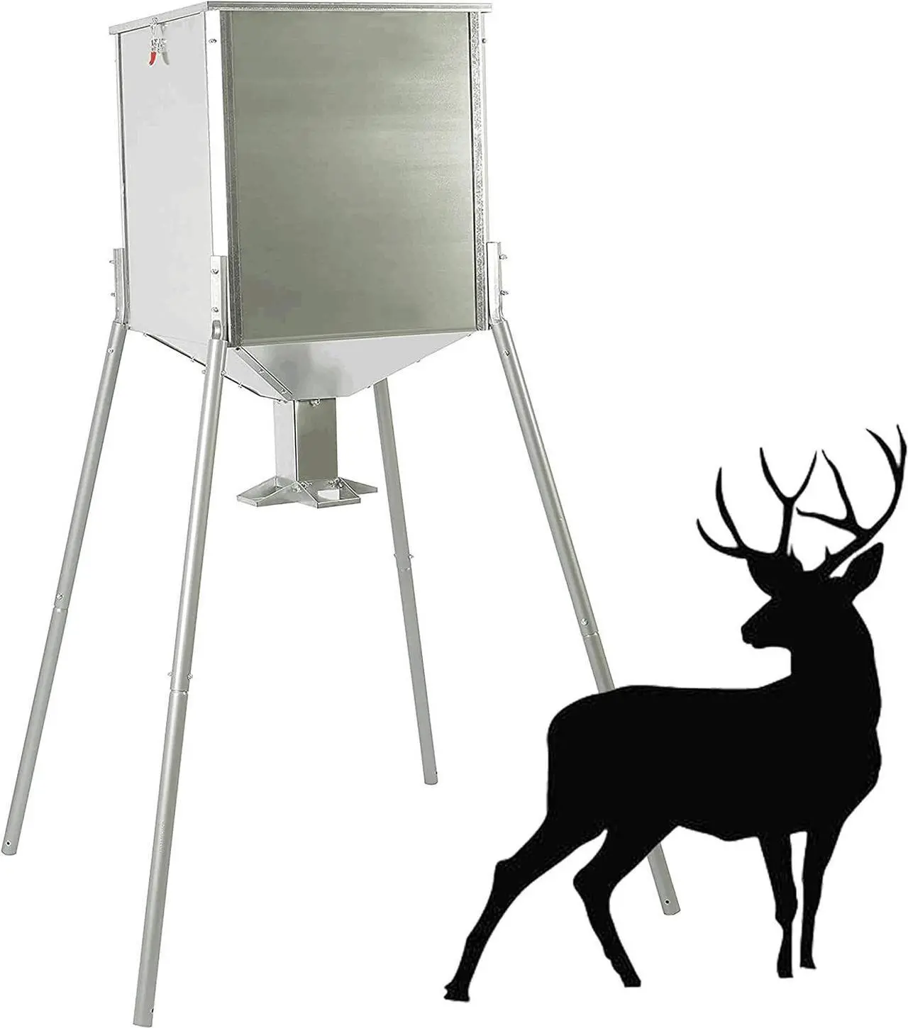 Alt view image 2 of 7 - Ecotric 450LB Capacity Big Game Gravity Deer Feeder Galvanized Steel Hunting w/o Foot Kit