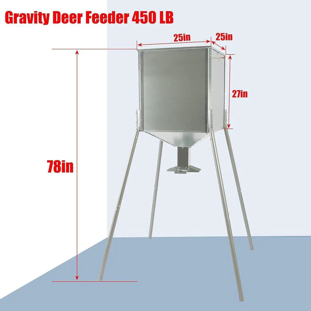 Alt view image 3 of 7 - Ecotric 450LB Capacity Big Game Gravity Deer Feeder Galvanized Steel Hunting w/o Foot Kit