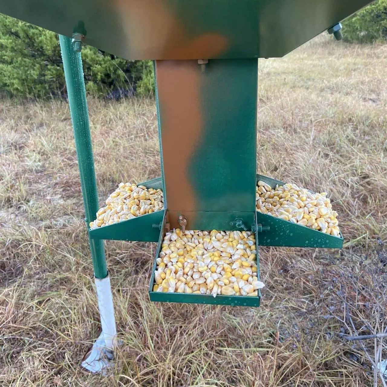 Alt view image 4 of 7 - Ecotric 450LB Capacity Big Game Gravity Deer Feeder Galvanized Steel Hunting w/o Foot Kit