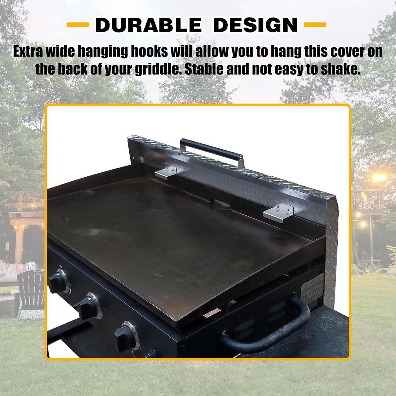 Alt view image 2 of 7 - Ecotric Griddle Cover Compatible with 36 Inch Blackstone Grill Griddle Lid Hard Cover with Stainless Steel Handle for Outdoor BBQ Hood Blackstone Griddle Accessories Waterproof Silvery Aluminum