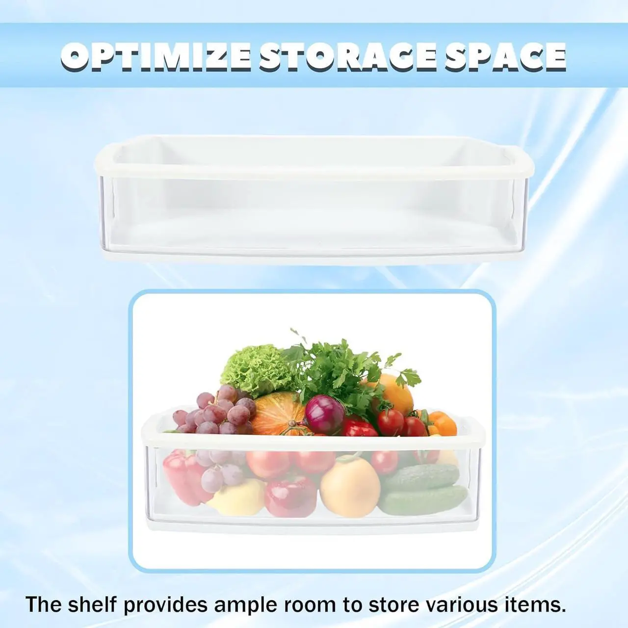 Alt view image 5 of 7 - Ecotric AAP73631503 Refrigerator Door Shelf Bin Compatible with LG, Kenmore, Sears Refrigerator Freezer Door Bin Replacement Only Clear+White