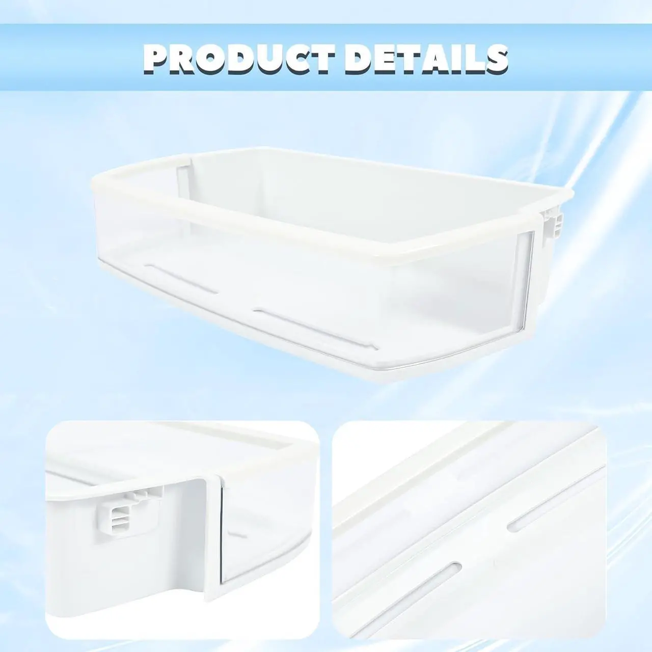 Alt view image 3 of 7 - Ecotric AAP73631503 Refrigerator Door Shelf Bin Compatible with LG, Kenmore, Sears Refrigerator Freezer Door Bin Replacement Only Clear+White