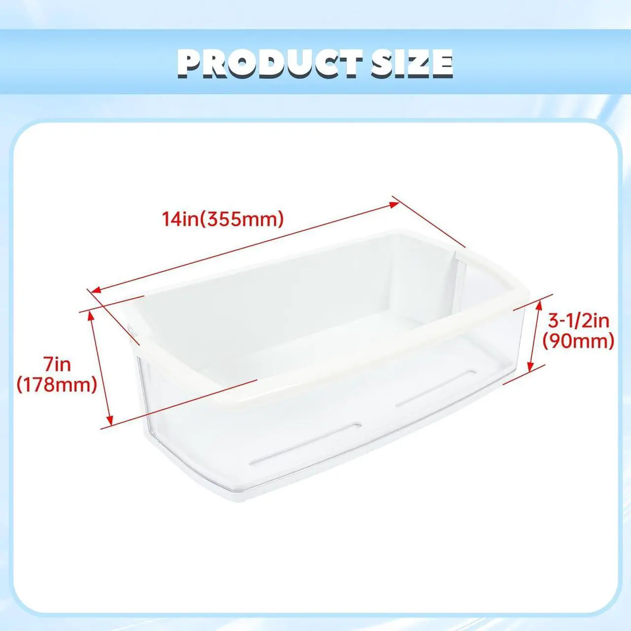 Alt view image 2 of 7 - Ecotric AAP73631503 Refrigerator Door Shelf Bin Compatible with LG, Kenmore, Sears Refrigerator Freezer Door Bin Replacement Only Clear+White