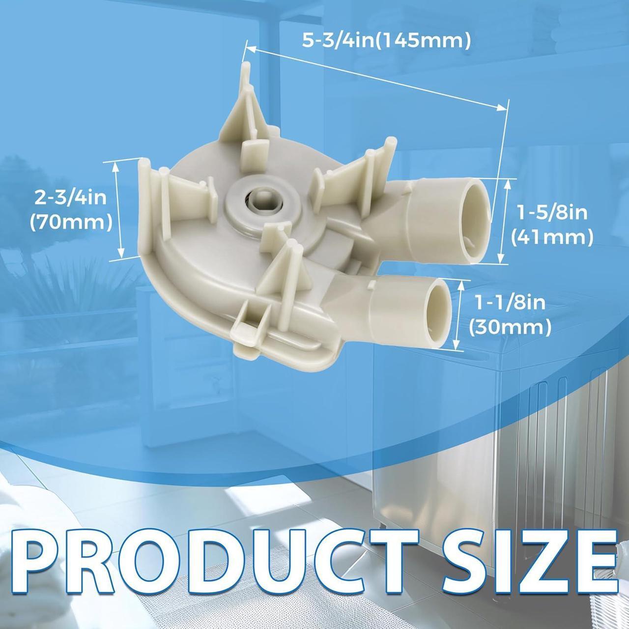 Alt view image 7 of 7 - Ecotric 3363394 Washer Drain Pump Compatible with Direct-Drive Washing Machines Whirlpool, Kenmore, KitchenAid Plastic Replacement for 3363892 3352496 PS11741242 WP3363892VP B00MS2G6JC