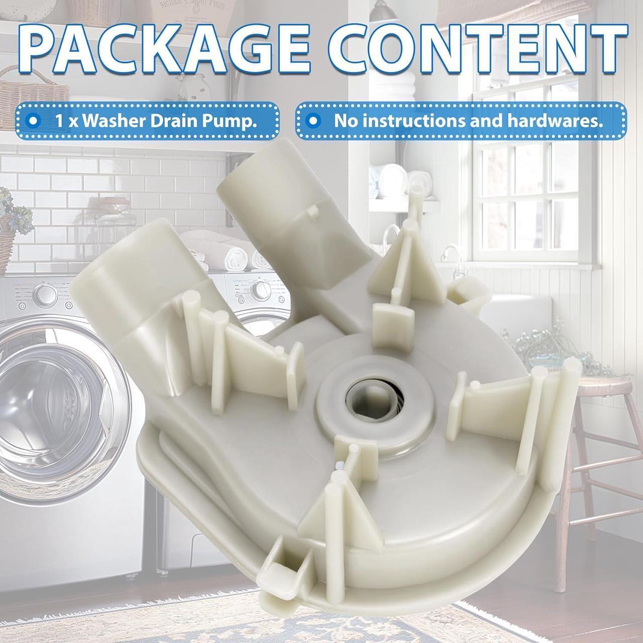 Alt view image 4 of 7 - Ecotric 3363394 Washer Drain Pump Compatible with Direct-Drive Washing Machines Whirlpool, Kenmore, KitchenAid Plastic Replacement for 3363892 3352496 PS11741242 WP3363892VP B00MS2G6JC