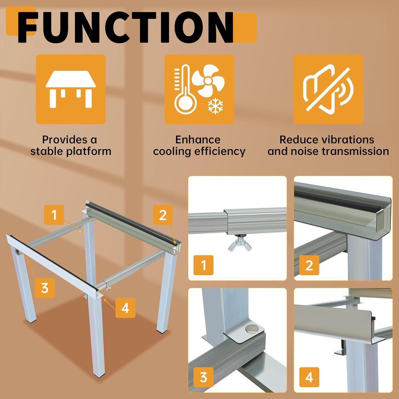Alt view image 3 of 7 - Ecotric  Air Conditioner Bracket, Air Handler/Furnace Stand, Air Handler Stand Heat Pump Base, Steel Gound Stand for Central AC Silvery