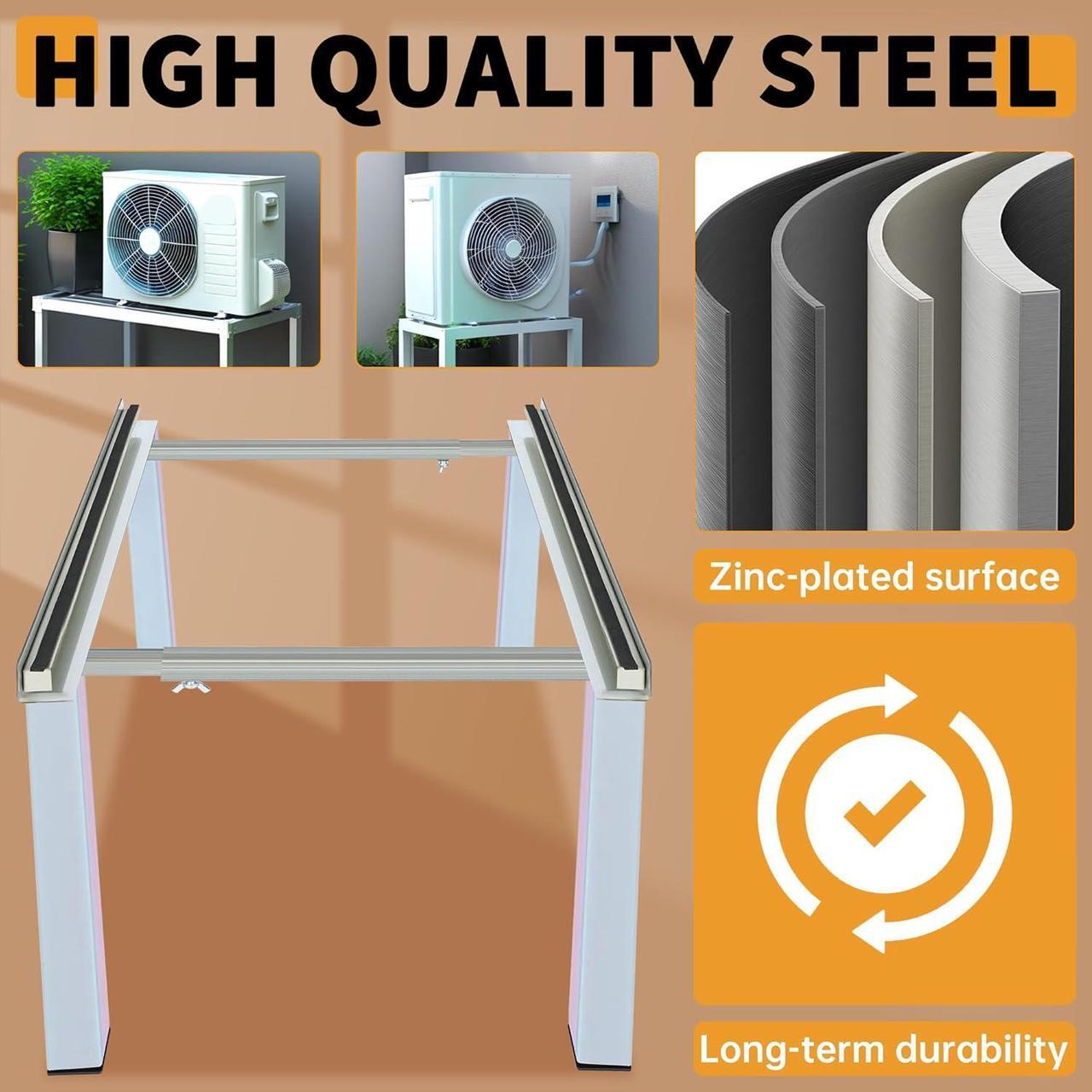 Alt view image 7 of 7 - Ecotric  Air Conditioner Bracket, Air Handler/Furnace Stand, Air Handler Stand Heat Pump Base, Steel Gound Stand for Central AC Silvery