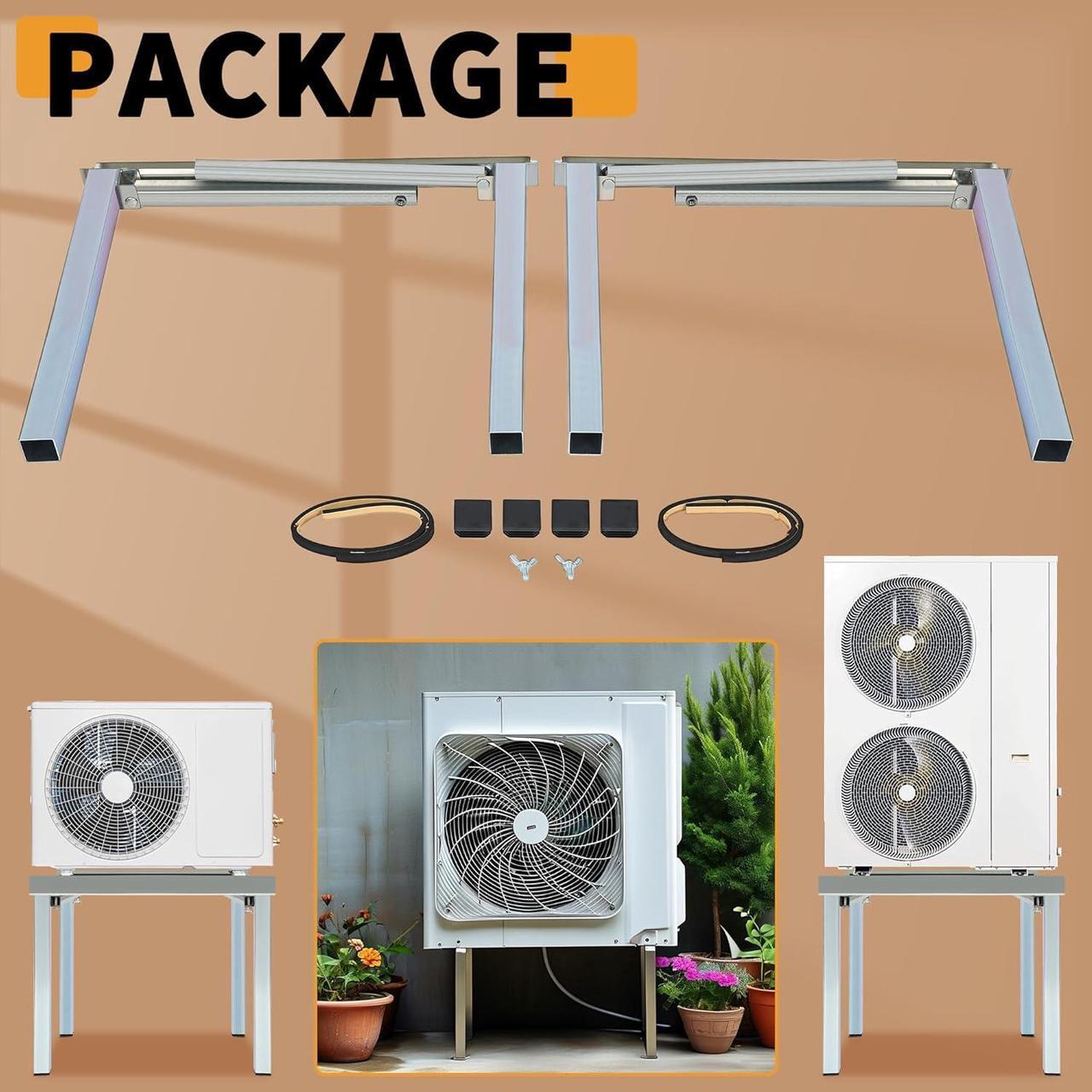 Alt view image 6 of 7 - Ecotric  Air Conditioner Bracket, Air Handler/Furnace Stand, Air Handler Stand Heat Pump Base, Steel Gound Stand for Central AC Silvery