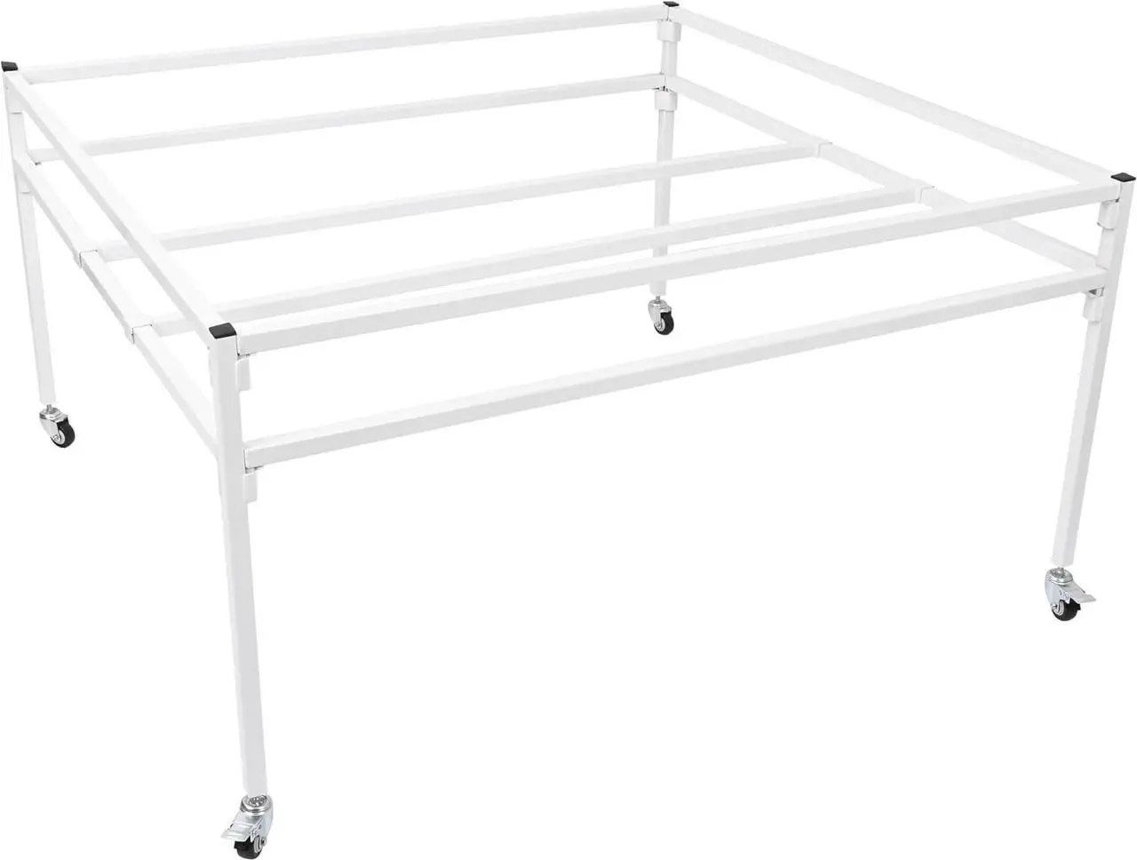 Main image of Ecotric 4' x 4' Rolling Flood Table Stand Fit All Popular Brand (ID) Trays and Reservoirs for Hydroponic Germination Trays w/ 2 Swivel Caster Wheels Tool-free Steel Powder Coated White Bracket