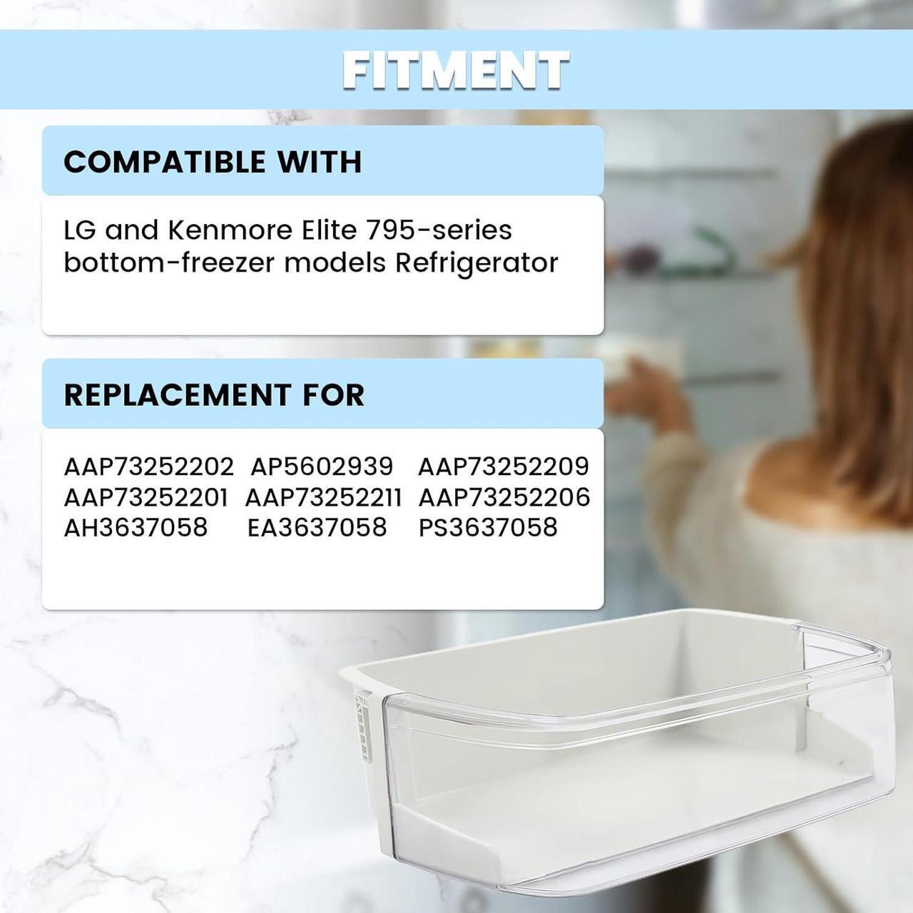 Alt view image 6 of 7 - Ecotric AAP73252202 AP5602939 Refrigerator Door Shelf Compatible with LG Kenmore Elite Refrigerator Door Bin AH3637058 PS3637058 AP5602939 AAP73252211 Replacement Only-1 PC