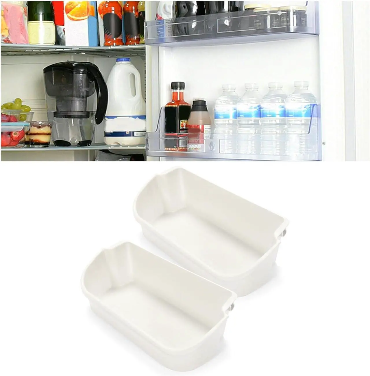 Alt view image 5 of 7 - Ecotric 240356401 AP2116036 Refrigerator Door Bin Shelf Bucket Shelf 240356405 240356406 240356409 Replacement only White Bin (2Pcs White)