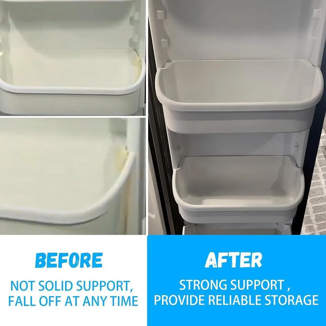 Alt view image 6 of 7 - Ecotric 240356401 AP2116036 Refrigerator Door Bin Shelf Bucket Shelf 240356405 240356406 240356409 Replacement only White Bin (2Pcs White)