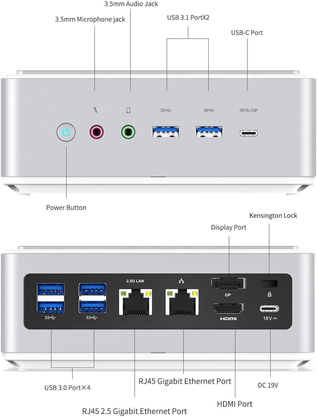 Alt view image 8 of 7 - MINISFORUM Windows 11 Elitemini HM90 Mini PC AMD Ryzen 9 4900H Desktop Computer, 32 DDR4 +512GB SSD, HDMI/DP/USB-C 4K@60Hz Output, 2X RJ45 Port(1000/2500Mbps), 2X HDD Slot Mini Computer