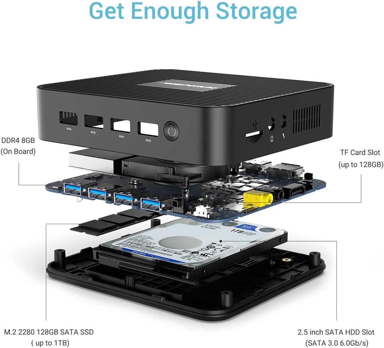 Alt view image 4 of 7 - Mini PC Windows 11 GK41 Mini Desktop Computers 8GB DDR4 256GB SSD Intel Celeron J4125 Processor Dual LAN Mini PC, Digital Mic, Business Small PC 4K HDMI/DisplayPort HTPC, Dual Band Wi-Fi Micro PC