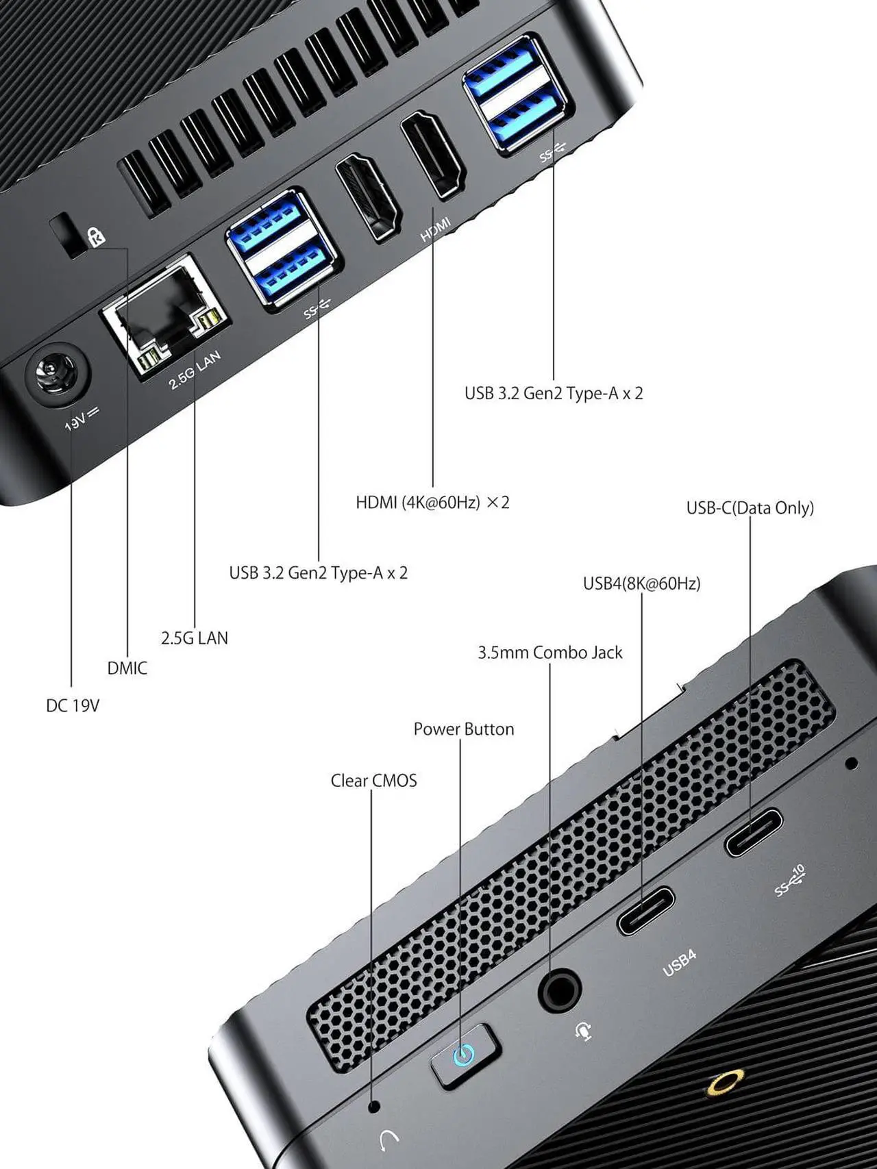 Alt view image 3 of 5 - MINISFORUM DeskMini UM560 XT Mini PC AMD Ryzen 5 5600H DDR4 32GB RAM+512GB PCIe SSD Windows 11 Desktop Computer