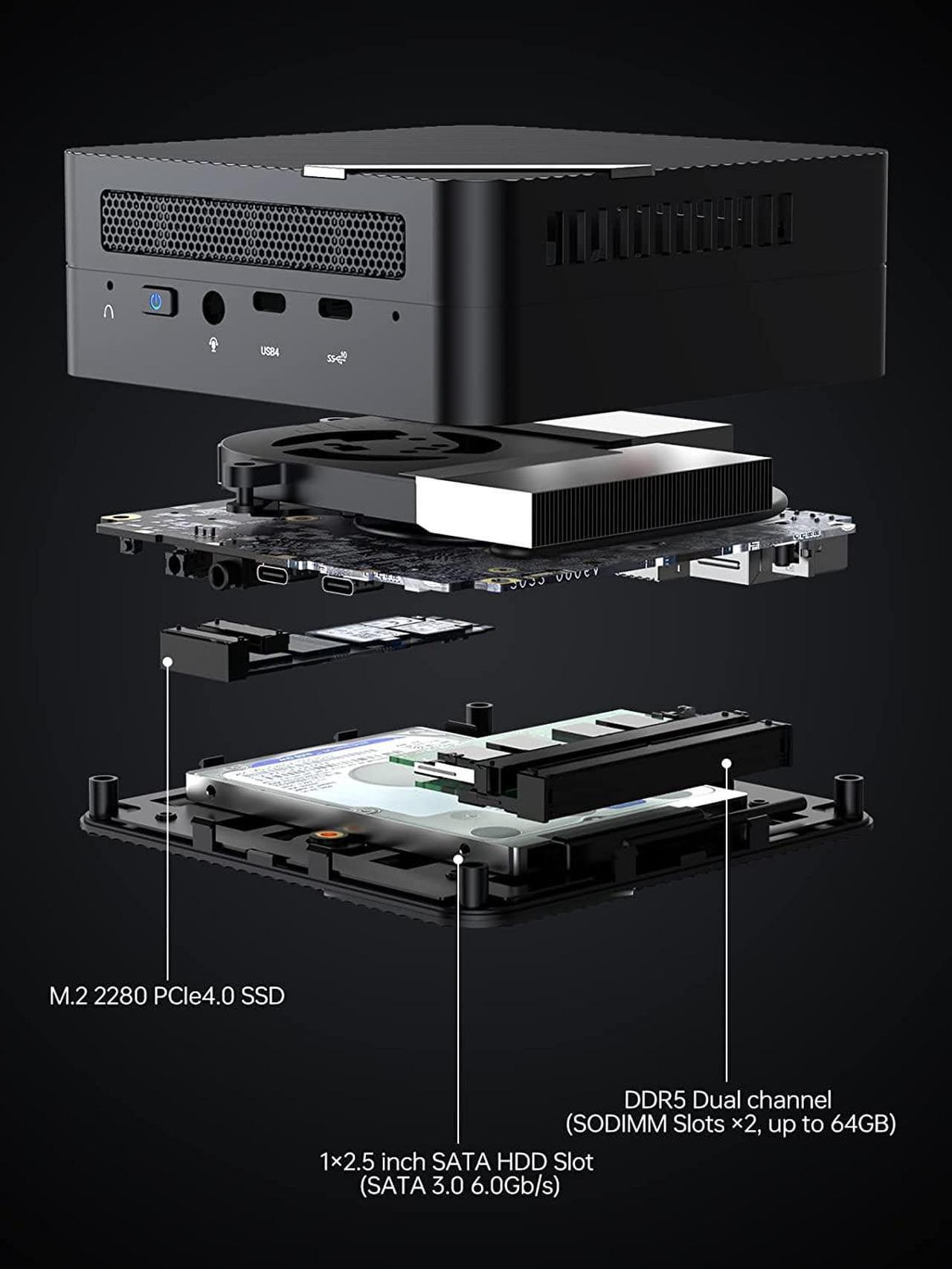 Alt view image 7 of 7 - MINISFORUM Venus Series UM773 Lite Mini PC | AMD Ryzen 7 7735HS up to 4.75GHz | 32GB DDR5 | 1TB PCIe4.0 SSD | AMD Radeon 680M | 2 x HDMI | 1 x USB4 | 5 x USB Ports | WiFi 6 | BT5.2 - High-Performance Compact Computing Solution