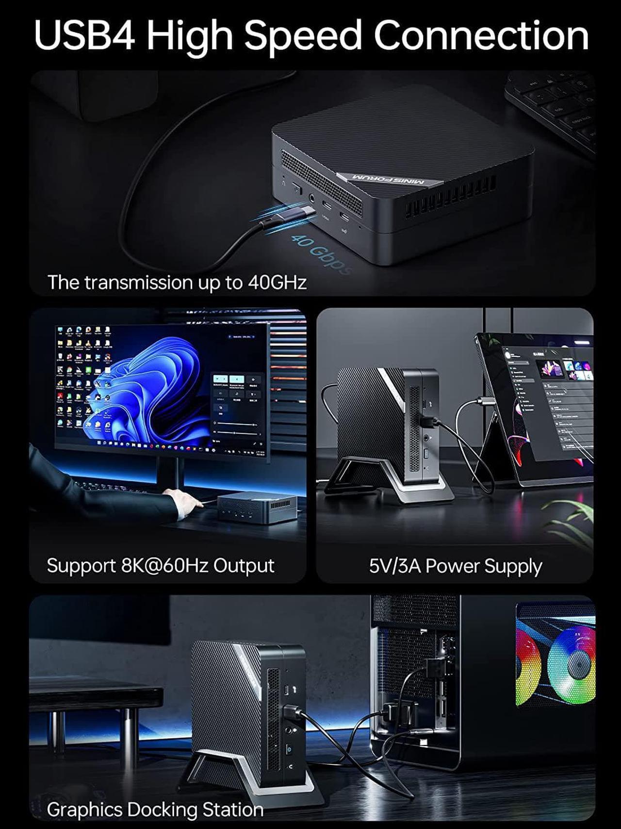 Alt view image 4 of 7 - MINISFORUM Venus Series UM773 Lite Mini PC | AMD Ryzen 7 7735HS up to 4.75GHz | 32GB DDR5 | 1TB PCIe4.0 SSD | AMD Radeon 680M | 2 x HDMI | 1 x USB4 | 5 x USB Ports | WiFi 6 | BT5.2 - High-Performance Compact Computing Solution