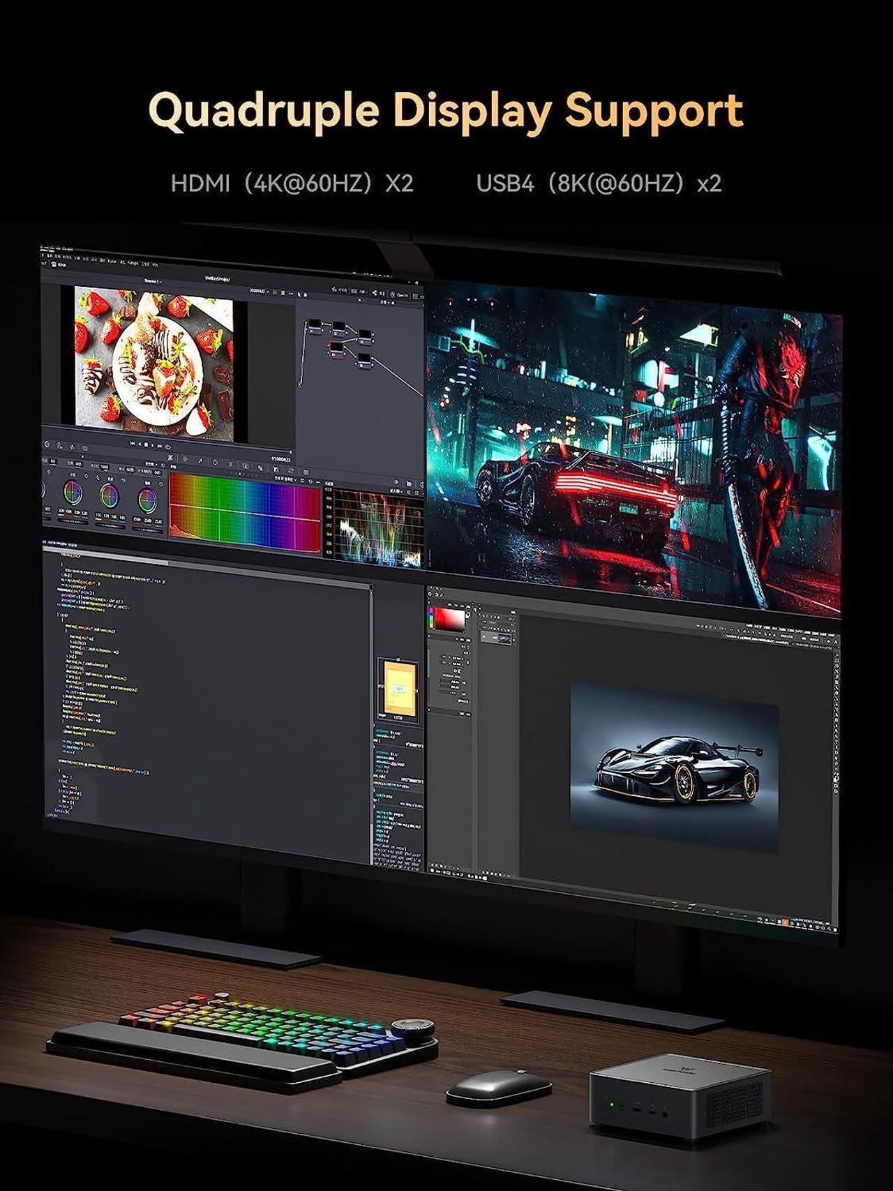 Alt view image 2 of 7 - MINISFORUM Venus Series UM790 Pro Mini PC AMD Ryzen 9 7940HS DDR5 64GB 1TB PCIe4.0 SSD Personal Computer, 2xHDMI(4K) 2x USB4(DP|8K) Outputs, AMD Radeon 780M Graphics