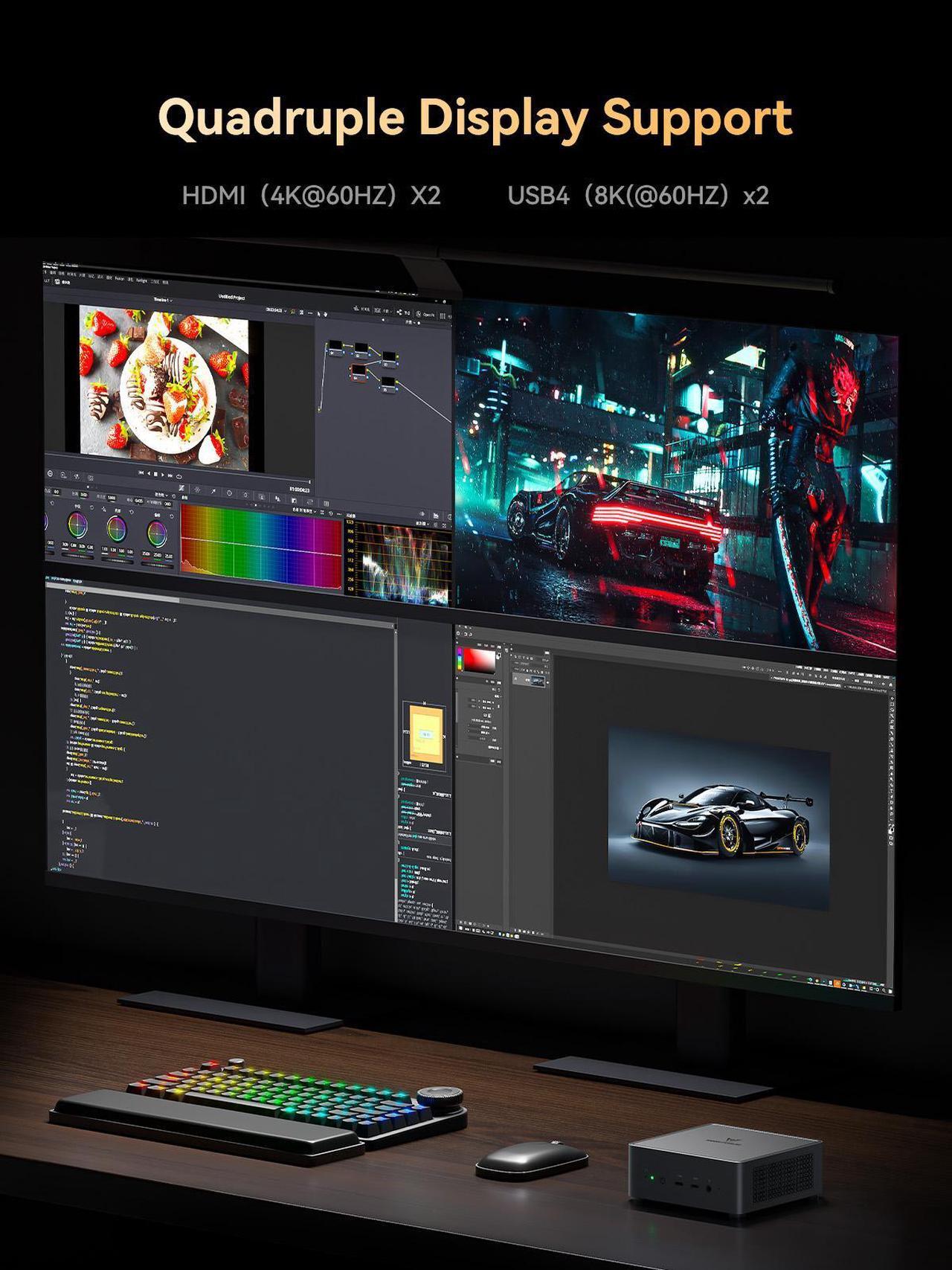 Alt view image 3 of 7 - MINISFORUM Venus Series UM790 Pro Mini PC AMD Ryzen 9 7940HS Barebone Personal Computer Without RAM/SSD/OS, 2xHDMI(4K) 2x USB4(DP|8K) Outputs, AMD Radeon 780M Graphics Personal Computer