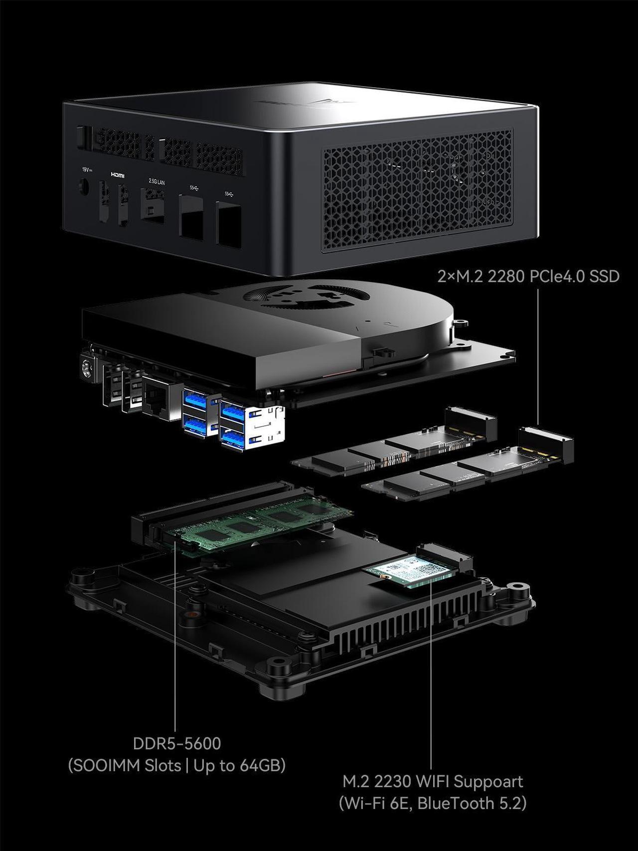 Alt view image 6 of 7 - MINISFORUM Venus Series UM790 Pro Mini PC AMD Ryzen 9 7940HS Barebone Personal Computer Without RAM/SSD/OS, 2xHDMI(4K) 2x USB4(DP|8K) Outputs, AMD Radeon 780M Graphics Personal Computer