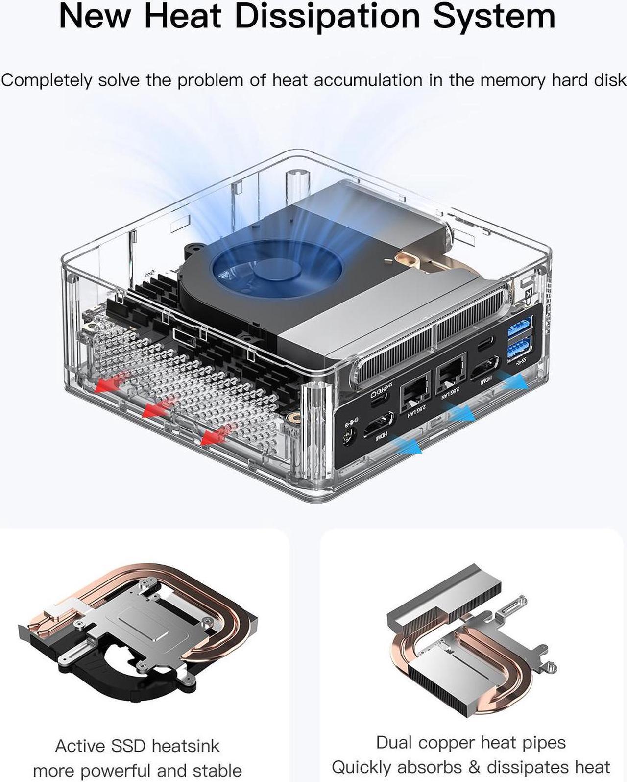 Alt view image 5 of 7 - MINISFORUM Venus Series NAB9 Mini PC, 12th Gen Core i9-12900HK Small Computer 32GB RAM 512GB SSD, 2X HDMI+2X USB-C Output, 2X 2.5G RJ45 Port, 4X USB3.2 Small Form Factor