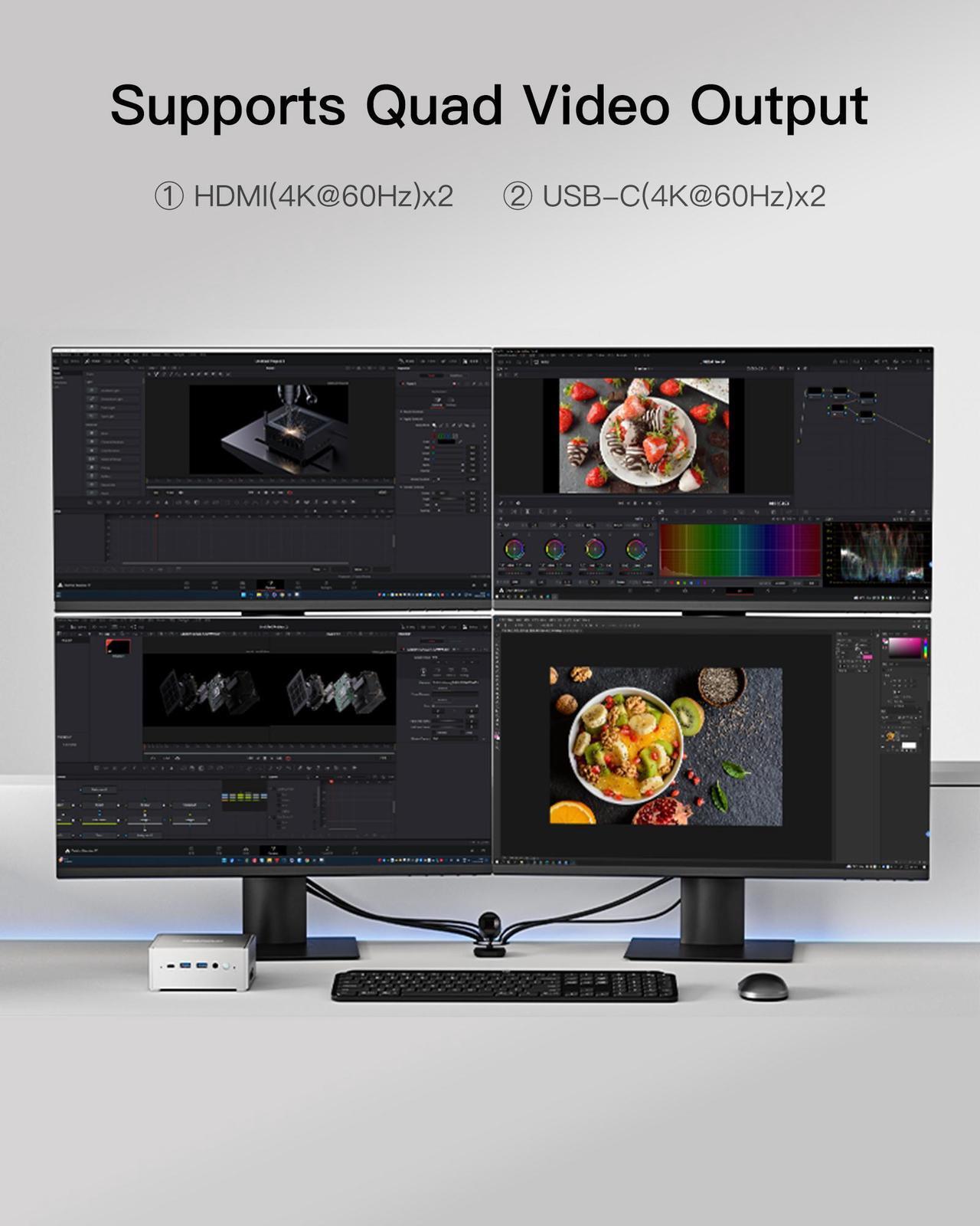 Alt view image 4 of 7 - MINISFORUM Venus Series NAB9 Mini PC, 12th Gen Core i9-12900HK Small Computer 32GB RAM 512GB SSD, 2X HDMI+2X USB-C Output, 2X 2.5G RJ45 Port, 4X USB3.2 Small Form Factor