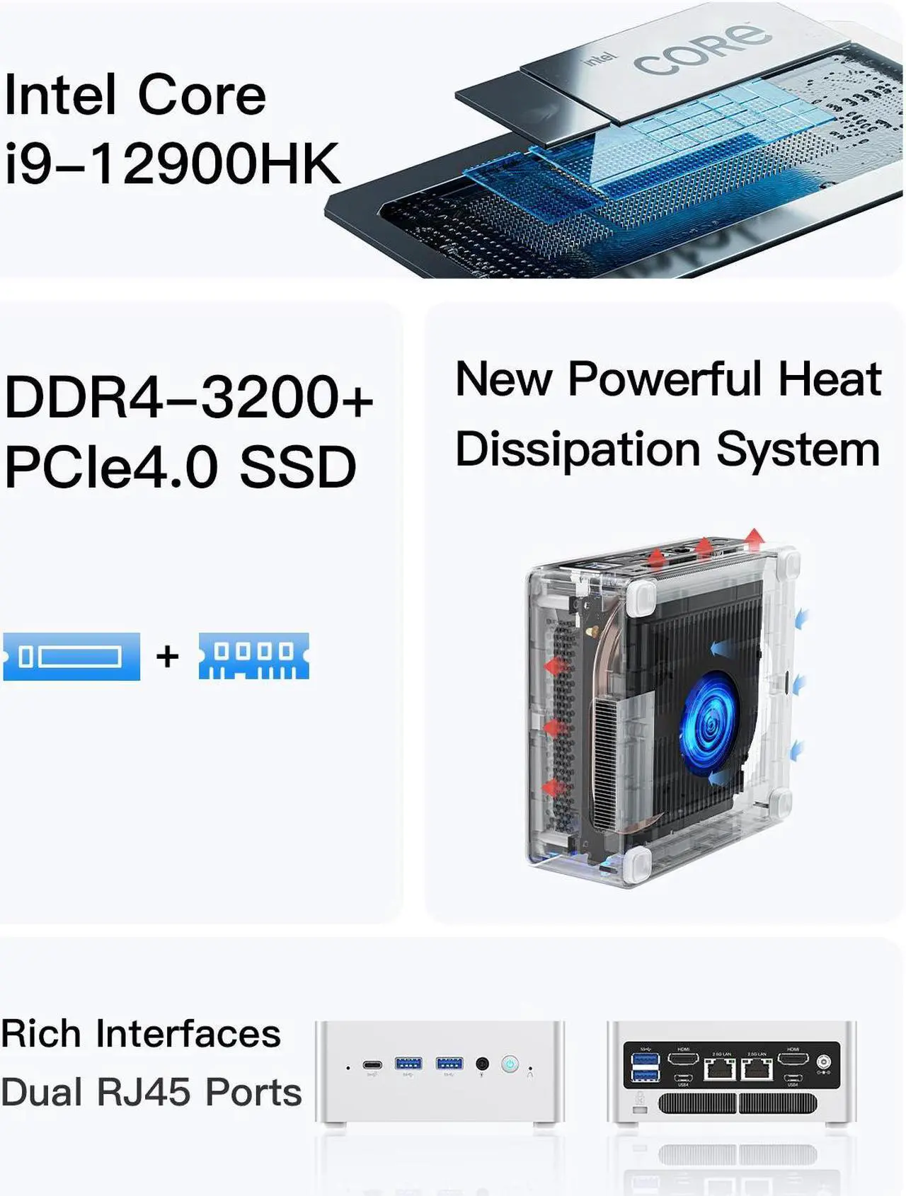 Minisforum Nab9 Mini PC - Intel I9-12900HK, 32GB RAM, 1TB SSD