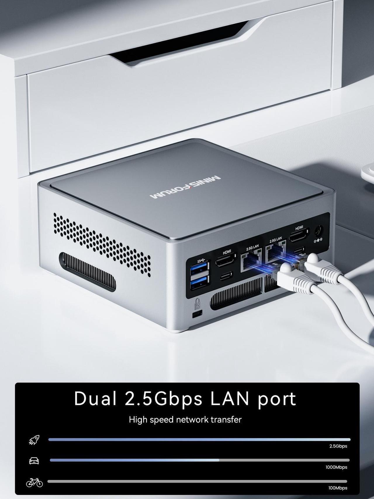 Alt view image 5 of 7 - MINISFORUM NAB6 Lite Mini PC Core i5-12600H(12C/16T, up to 4.5 GHz) Mini Computer 16GB RAM + 500GB SSD, 2xHDMI + 2xUSB-C 4K@60Hz Outputs, 2x2.5G LAN, 4xUSB3.2, Intel Iris Xe Graphics Desktop Computer