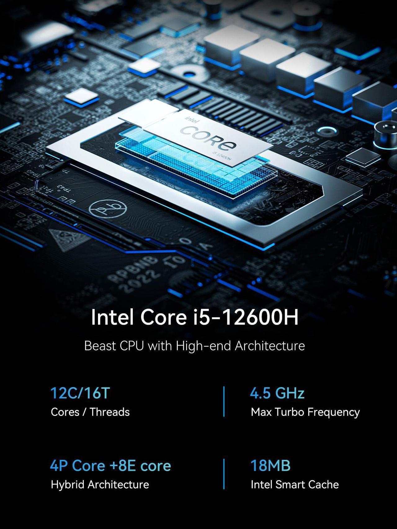 Alt view image 3 of 7 - MINISFORUM NAB6 Lite Mini PC Core i5-12600H(12C/16T, up to 4.5 GHz) Mini Computer 16GB RAM + 500GB SSD, 2xHDMI + 2xUSB-C 4K@60Hz Outputs, 2x2.5G LAN, 4xUSB3.2, Intel Iris Xe Graphics Desktop Computer
