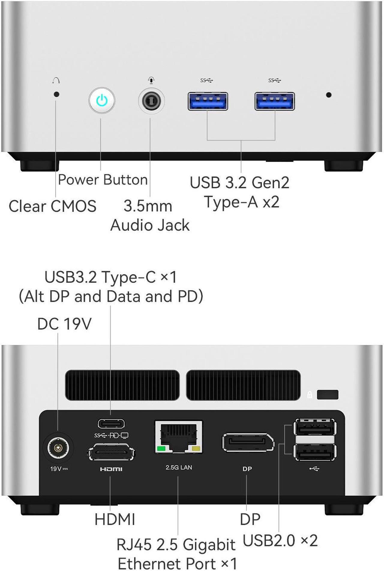 Alt view image 7 of 7 - MINISFORUM UN1290 Mini PC 12th Gen Core i9-12900HK(14C/20T) Mini Computer Barebone Version, HDMI/DP/USB-C 4K@60Hz Outputs, 2.5'' HDD Slot, WiFi 6E/BT5.2/2.5G LAN, 4xUSB Port Desktop Computer