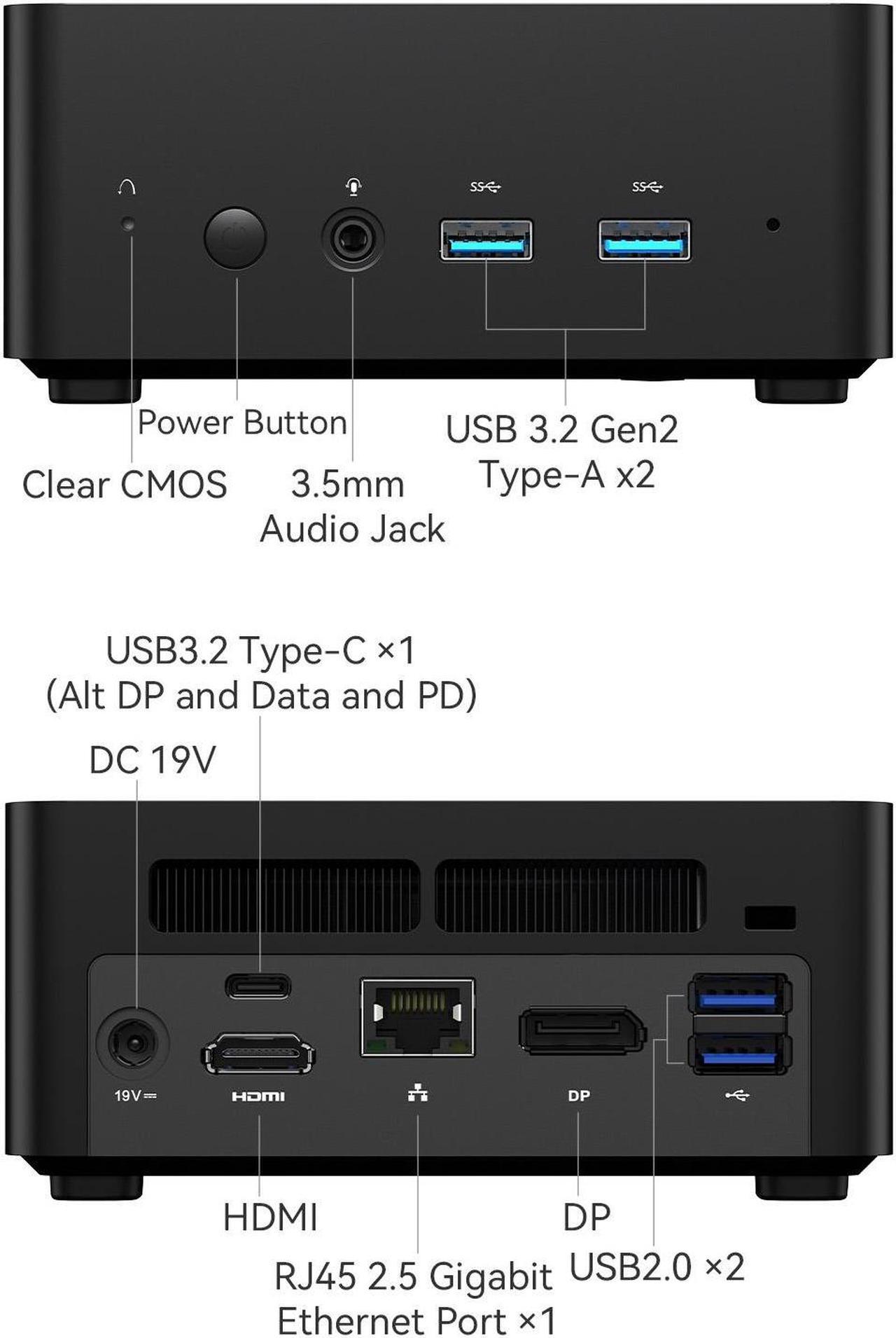 Alt view image 6 of 6 - GD50 Mini PC 12th Gen Core i5-12450H(8C/12T) Mini Computer 16G RAM+512G SSD, Expandable HDD Slot, HDMI/DP/USB-C 4K@60Hz Outputs, WiFi 6E/BT5.2/2.5G LAN, 4xUSB Port, Intel UHD Graphics Desktop Computer