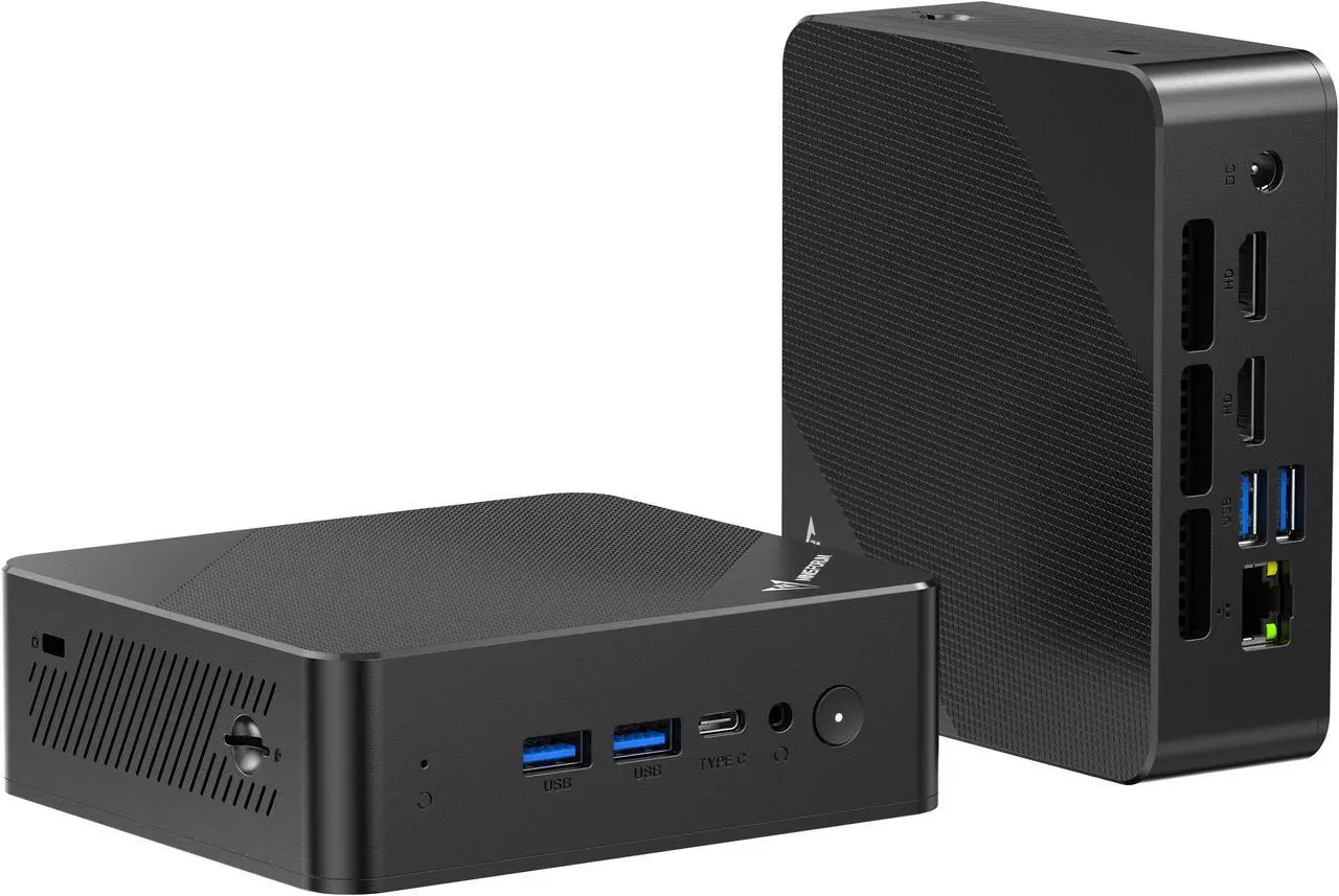 Main image of MINISFORUM Mini PC UN100P Alder Lake N100 Micro Computer, 16GB RAM+512GB SSD, 2X HDMI TMDS/USB-C 4K Triple Display, 4X USB3.2, 2.5inch SATA HDD Slot, SD Card Slot Intel UHD Graphics Small Form Factor