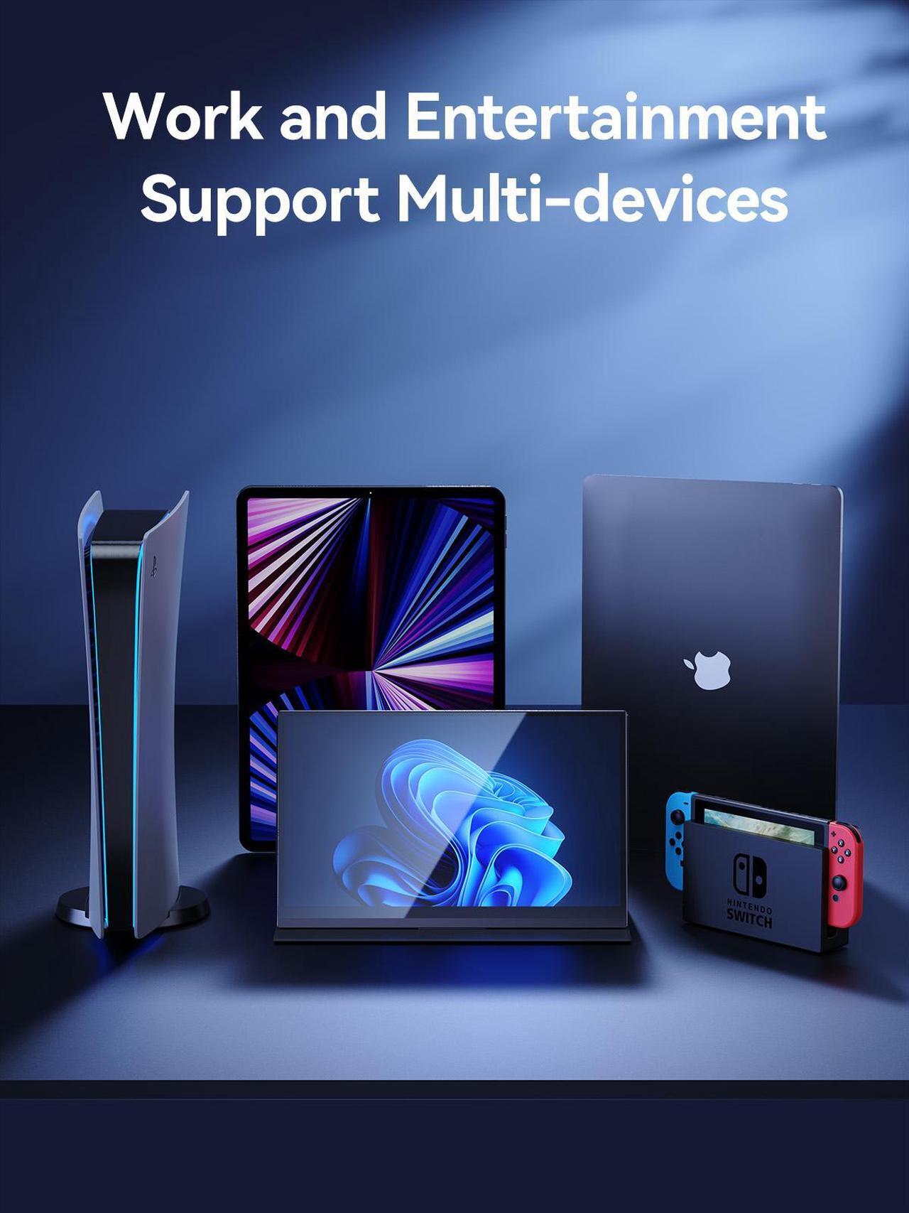 Alt view image 5 of 7 - MINISFORUM Portable Monitor 15.6 inch 2K@144Hz QHD Mini HDMI USB-C Touchscreen Laptop Monitor Computer Display HDR IPS 400nit Brightness Gaming Monitor with Cover/Speaker for Mac/Phone/Xbox/Switch/PS4