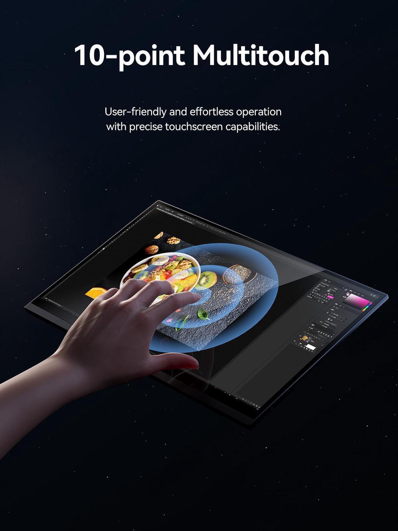 Alt view image 6 of 7 - MINISFORUM Portable Monitor 15.6 inch 2K@144Hz QHD Mini HDMI USB-C Touchscreen Laptop Monitor Computer Display HDR IPS 400nit Brightness Gaming Monitor with Cover/Speaker for Mac/Phone/Xbox/Switch/PS4