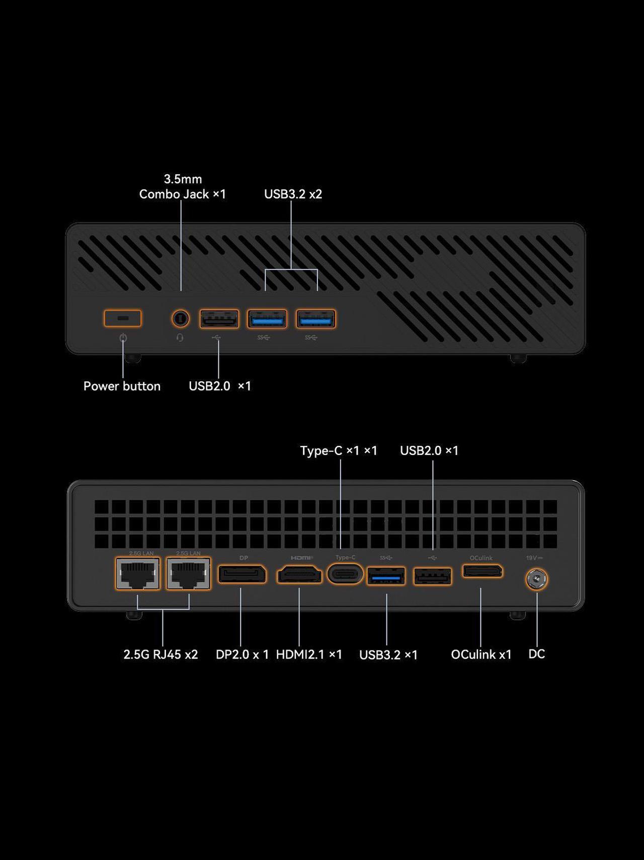 Alt view image 7 of 7 - MINISFORUM MS-A1 Workstation Barebone Version Without CPU/RAM/SSD/OS, HDMI/DP/USB-C Triple Display Mini PC, 2x2.5G LAN Port, 4X PCIe SSD Slot, Support AMD AM5 Socket CPU/Discrete Graphics Cards