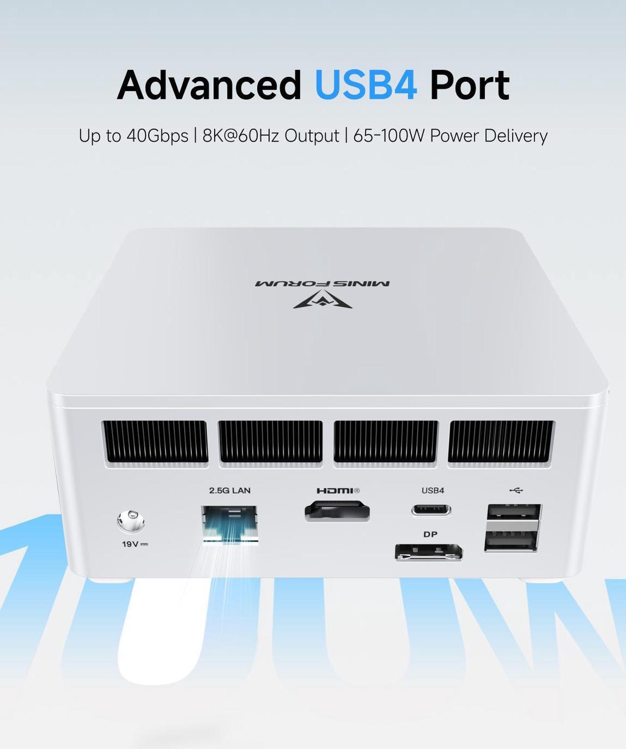 Alt view image 4 of 6 - MINISFORUM DeskMini UM870 Slim Mini PC AMD Ryzen 7 8745H Small PC, 32GB DDR5 RAM+1TB PCIe4.0 SSD, HDMI/DP/USB4 Outputs, 2.5G LAN, WiFi 6E, BT5, 4xUSB Port AMD Radeon 680M Graphics Small Form Factor