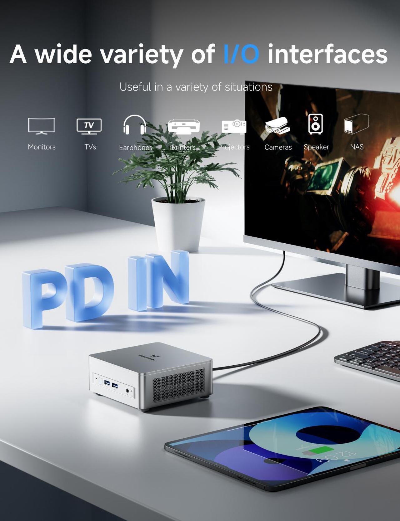 Alt view image 5 of 7 - MINISFORUM UM870 Slim Mini PC AMD Ryzen 7 8745H 8C/16T Desktop Computer Barebone Without RAM/SSD/OS, HDMI/DP/USB4 8K@60Hz Output, 1X2.5G RJ45 Port, 4XUSB Port, Dual Band WiFi, AMD Radeon 780M Graphics