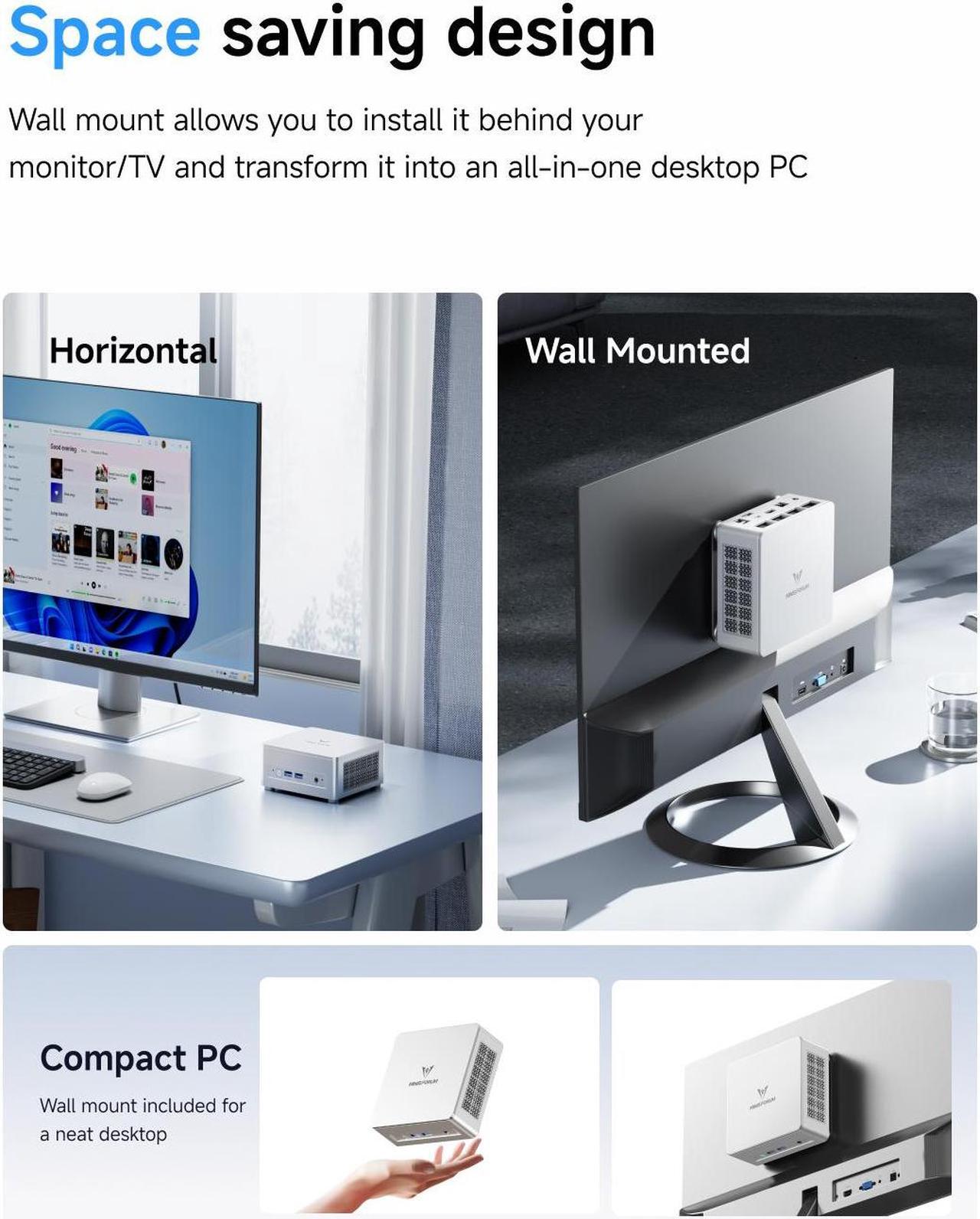 Alt view image 6 of 7 - MINISFORUM UM870 Slim Mini PC AMD Ryzen 7 8745H 8C/16T Desktop Computer Barebone Without RAM/SSD/OS, HDMI/DP/USB4 8K@60Hz Output, 1X2.5G RJ45 Port, 4XUSB Port, Dual Band WiFi, AMD Radeon 780M Graphics
