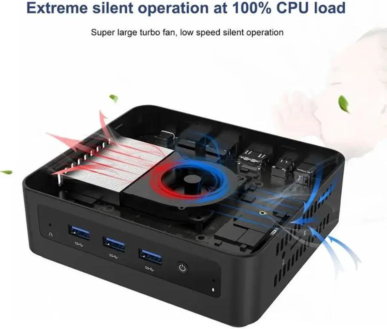 Alt view image 4 of 7 - MINISFORUM U700 Mini PC Core i5-5257U 8GB RAM 128GB SSD Mini Desktop Computer, HDMI+Mini DP+USB-C Triple 4K@60Hz Outputs, 2xRJ45 Port, 3xUSB3.0 Port, 1xTF Card Slot, 1x2.5inch HDD Slot Micro Computer