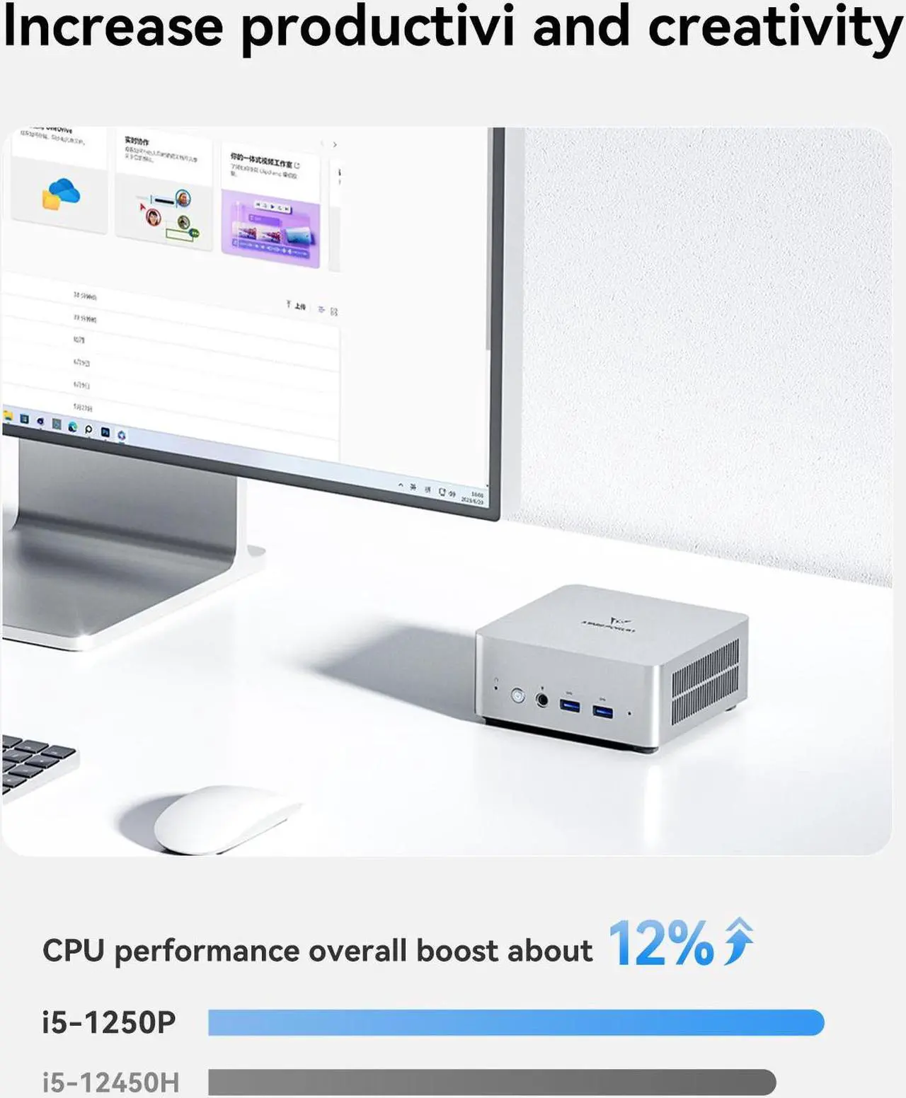 Alt view image 3 of 6 - MINISFORUM Venus Series UN1250 Mini PC Core i5-1250P(12C/16T, up to 4.4GHz) 16GB RAM 500G SSD, HDMI/DP/USB-C 4K@60Hz Triple Outputs, 2.5G LAN, WiFi6E, 4X USB Port Desktop Computer