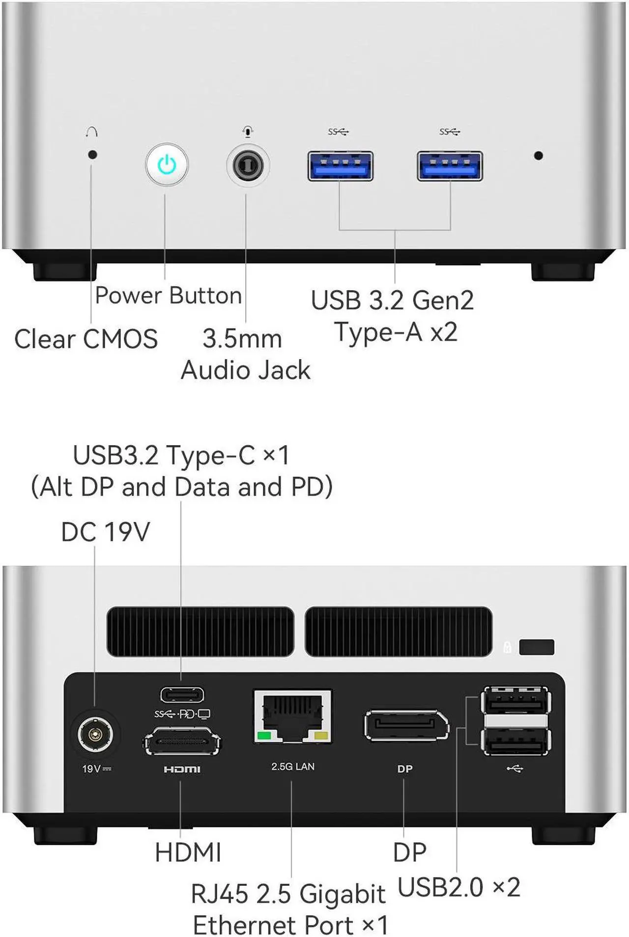Alt view image 6 of 6 - MINISFORUM Venus Series UN1250 Mini PC Core i5-1250P(12C/16T, up to 4.4GHz) 16GB RAM 500G SSD, HDMI/DP/USB-C 4K@60Hz Triple Outputs, 2.5G LAN, WiFi6E, 4X USB Port Desktop Computer