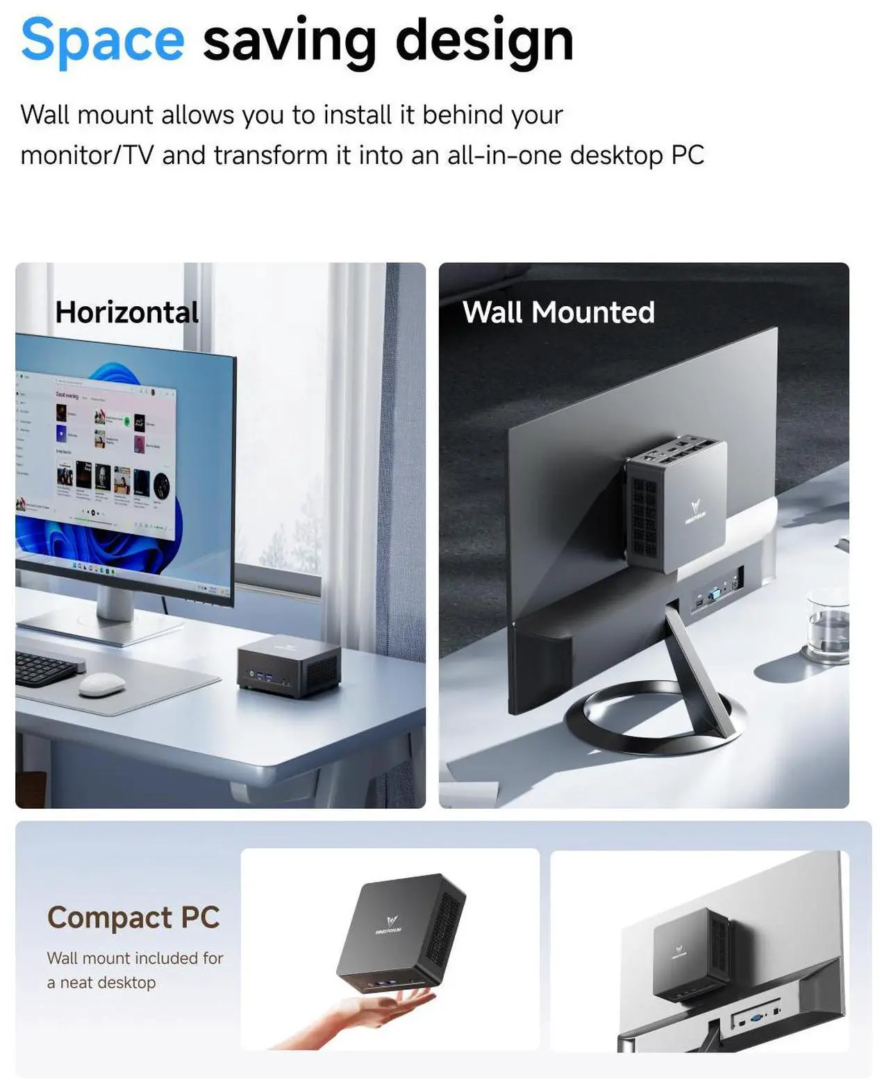 Alt view image 7 of 7 - MINISFORUM DeskMini UM690L Slim Mini PC AMD Ryzen 9 6900HX Small PC, 16GB LPDDR5 RAM+1TB PCIe4.0 SSD, HDMI/DP/USB4 Outputs, 2.5G LAN, WiFi 6E, 4xUSB Port AMD Radeon 680M Graphics Small Form Factor