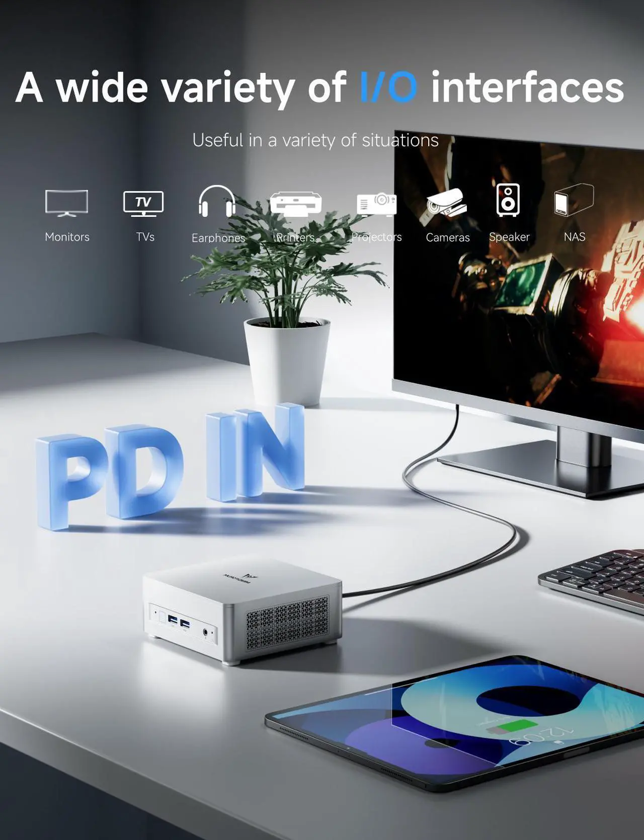 Alt view image 4 of 7 - MINISFORUM DeskMini UM750L Slim Mini PC AMD Ryzen 5 7545U Small PC, 16GB LPDDR5 RAM+1T PCIe4.0 SSD, HDMI/DP/USB4 Outputs, 2.5G LAN, WiFi 6E, 4xUSB Port AMD Radeon 740M Graphics Small Form Factor