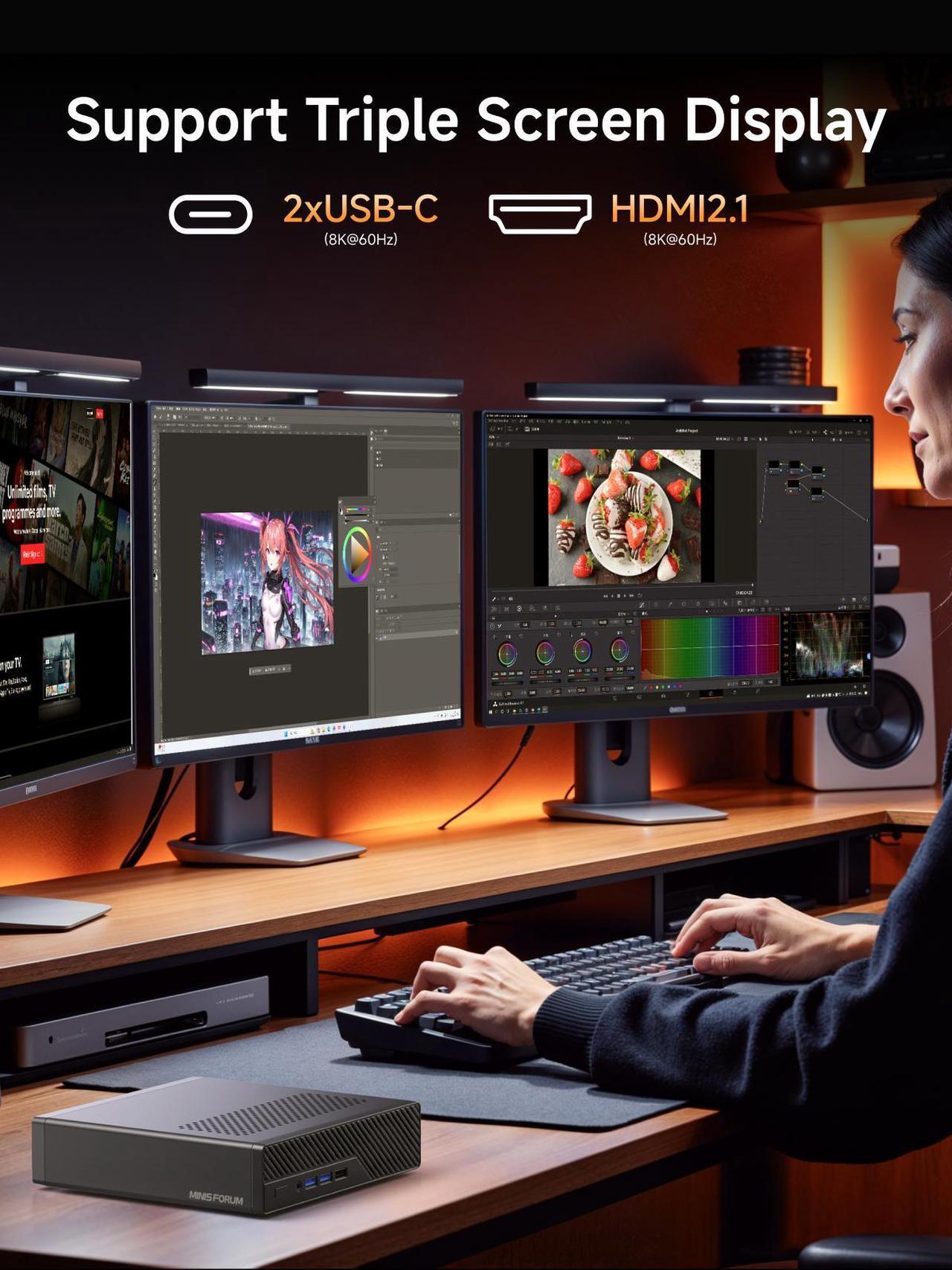 Alt view image 6 of 7 - MINISFORUM MS-A2 Mini Workstation AMD Ryzen 9 9955HX(16C/32T, up to 5.4GHz) Barebone Mini PC, HDMI/2xUSB-C Triple Display Mini PC, 2x2.5G LAN Port|10G SFP+ Port, Support M.2 2280/22110/U.2 SSD