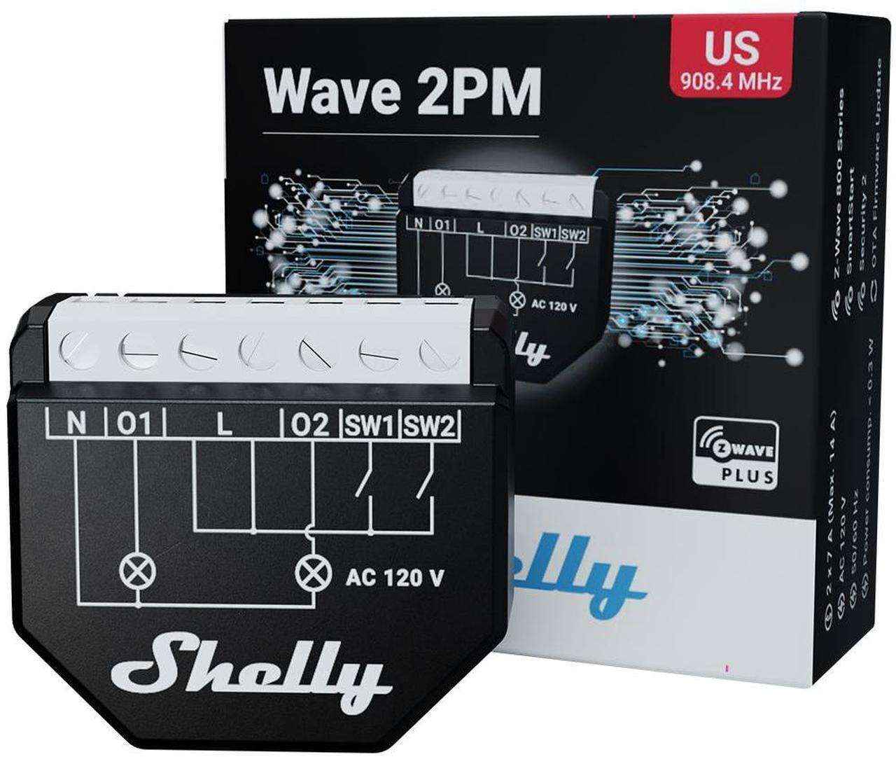 Main image of Shelly Qubino Wave 2PM Z-Wave Smart Switch Relay  2 Channel 16 A with Current Measurement  Home Automation  Z-Wave Gateway  Low Power Consumption  Repeater Extended Mains  High Compatibility