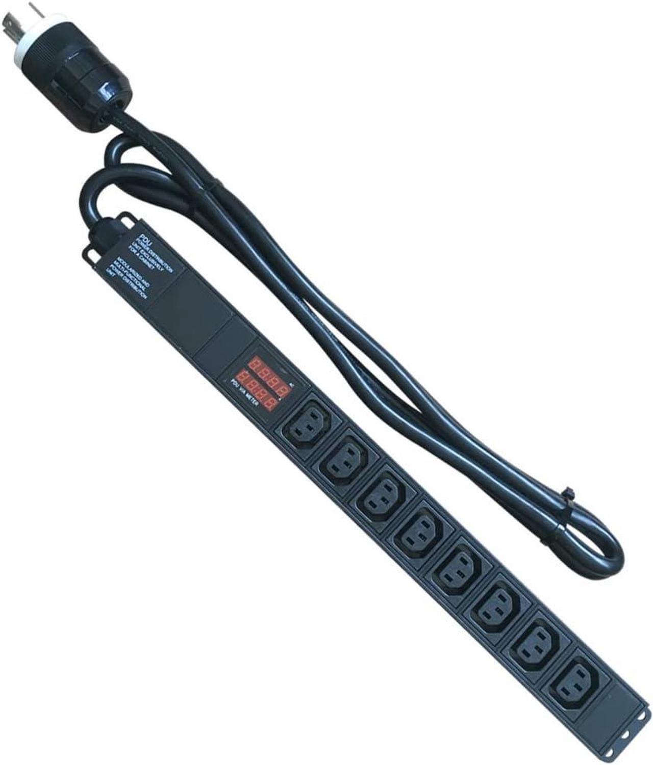 Alt view image 3 of 7 - Valiant Power, Metered, Surge Protection, Rack Mount PDU, Basic 208-230-240-250v/30A, L6-30P Input, (8-C13) Outlets, 1U Horizontal Rackmount (C13) 3 Year Warranty, Crypto Mining