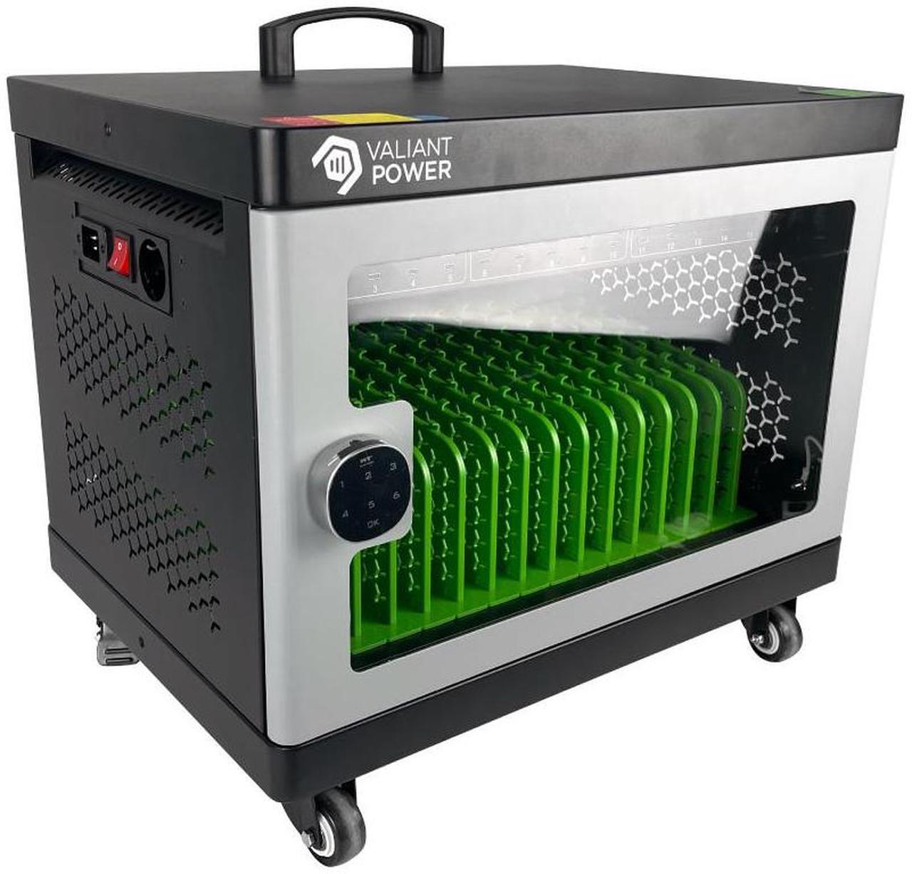 Main image of Valiant Power VP-CX15 Charging Cabinet  15-Port Locking Charging Station with USB, Type-C, and AC Outlets, Smart Indicator, Wall-Mountable, Quiet Fan, Mobile Cart