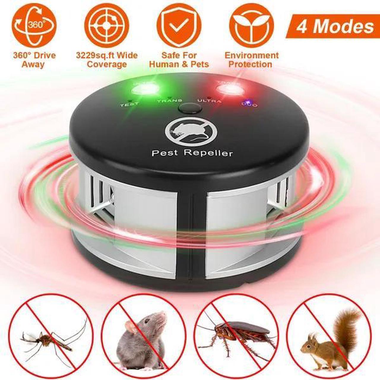 Main image of 360° Ultrasonic Pest Repeller Electronic Plug-in Pest Control Mouse Chaser Blocker Repellent Deterrent with Pressure Wave & Ultrasonic Sound for Indoor Use