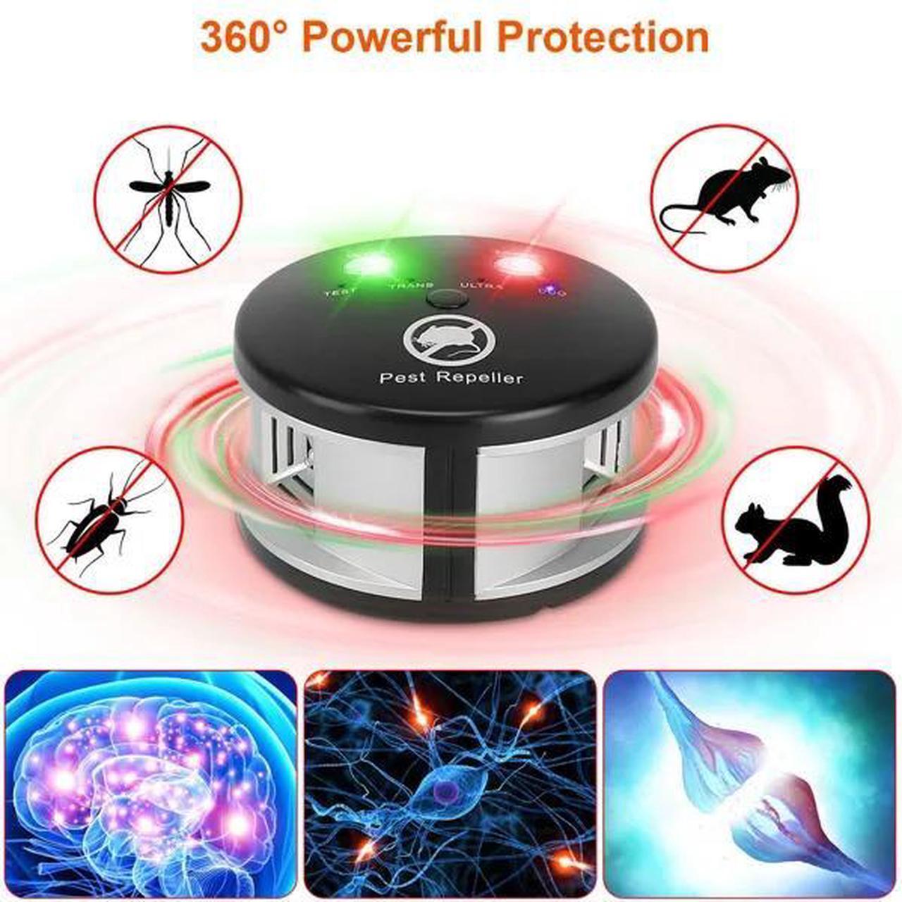 Alt view image 2 of 7 - 360° Ultrasonic Pest Repeller Electronic Plug-in Pest Control Mouse Chaser Blocker Repellent Deterrent with Pressure Wave & Ultrasonic Sound for Indoor Use